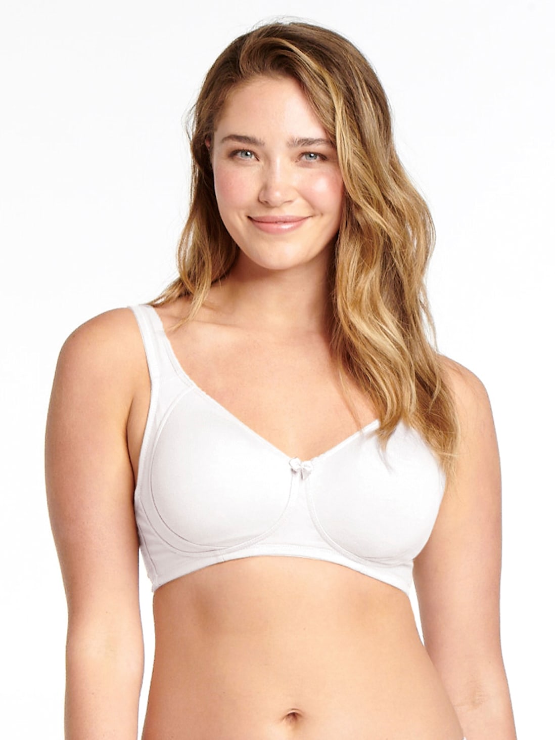 Women's Wirefree Non Padded Super Combed Cotton Elastane Stretch Full  Coverage Plus Size Bra with Side Panel Support and Plush Lining Cup - White