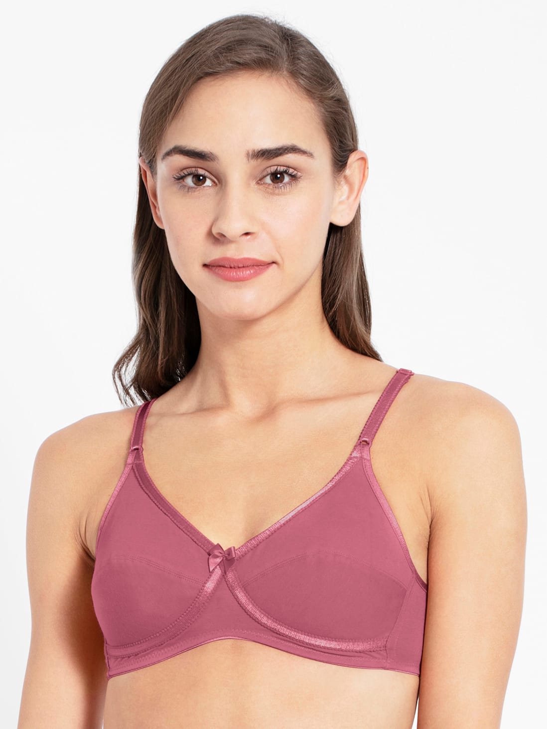 Buy Women's Wirefree Non Padded Super Combed Cotton Elastane Stretch Medium  Coverage Cross Over Everyday Bra with Adjustable Straps - Rose Wine 1242
