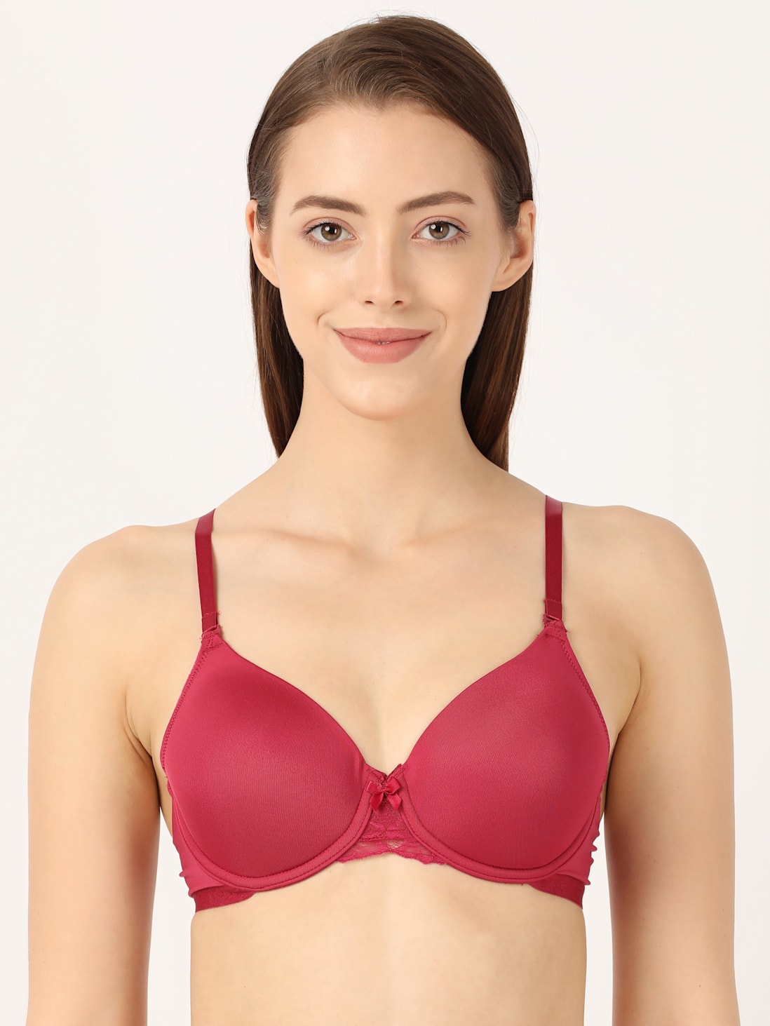 Buy Women's Under-Wired Padded Soft Touch Microfiber Nylon Elastane Stretch Full  Coverage Lace Styling Multiway T-Shirt Bra with Adjustable Straps - Anemone  1817