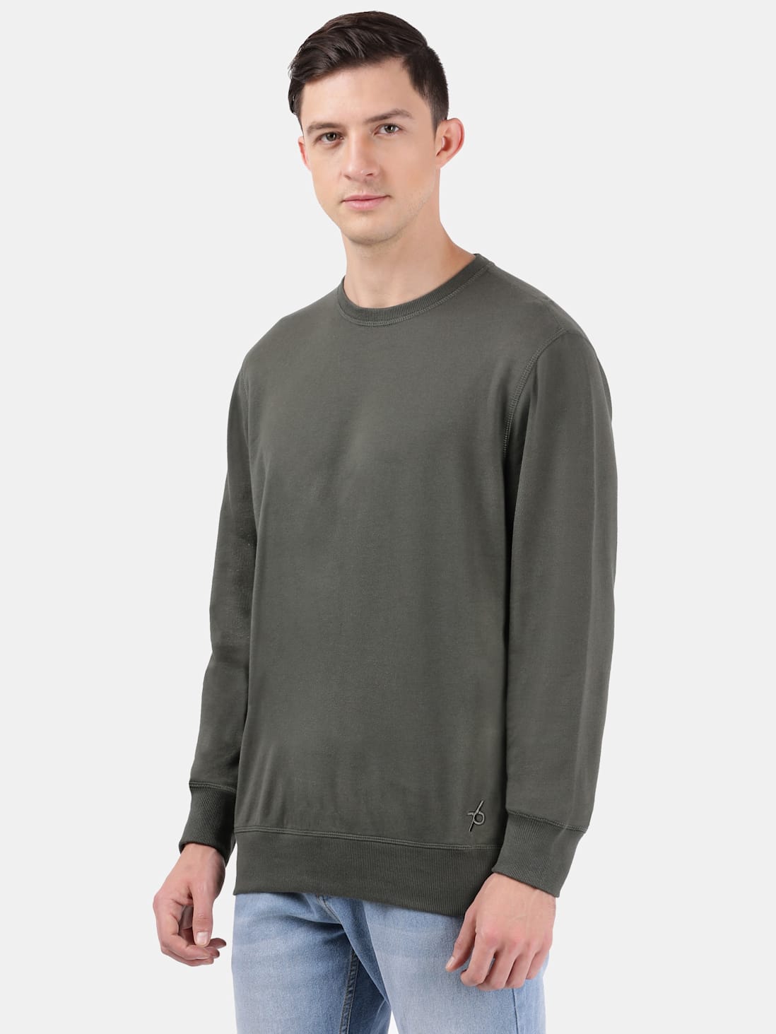 Buy Men's Super Combed Cotton French Terry Solid Sweatshirt with Ribbed ...