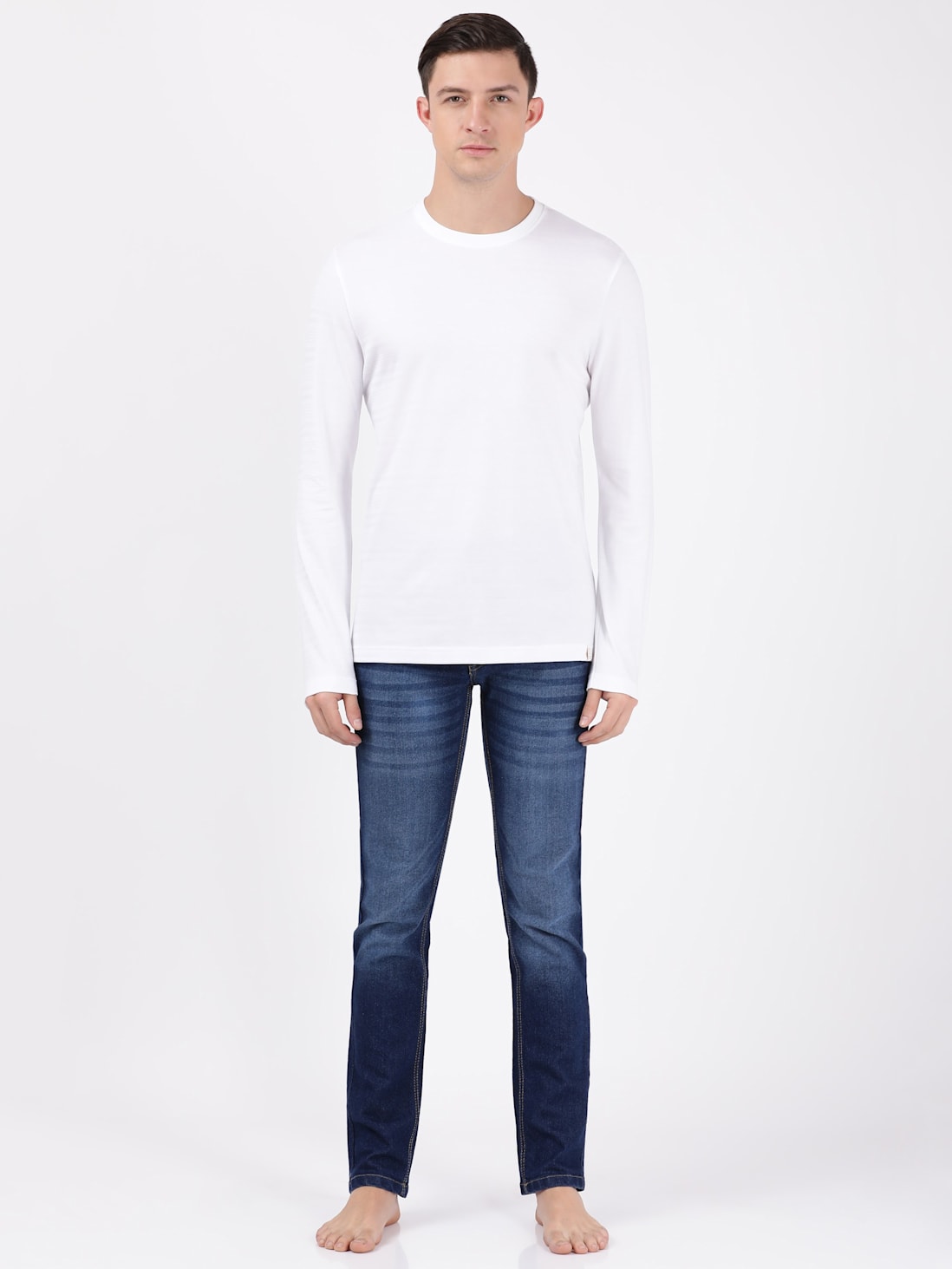 Buy Men's Super Combed Supima Cotton Solid Round Neck Full Sleeve T ...