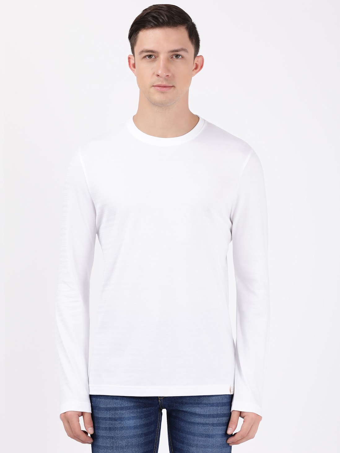 Buy Men's Super Combed Supima Cotton Solid Round Neck Full Sleeve T ...