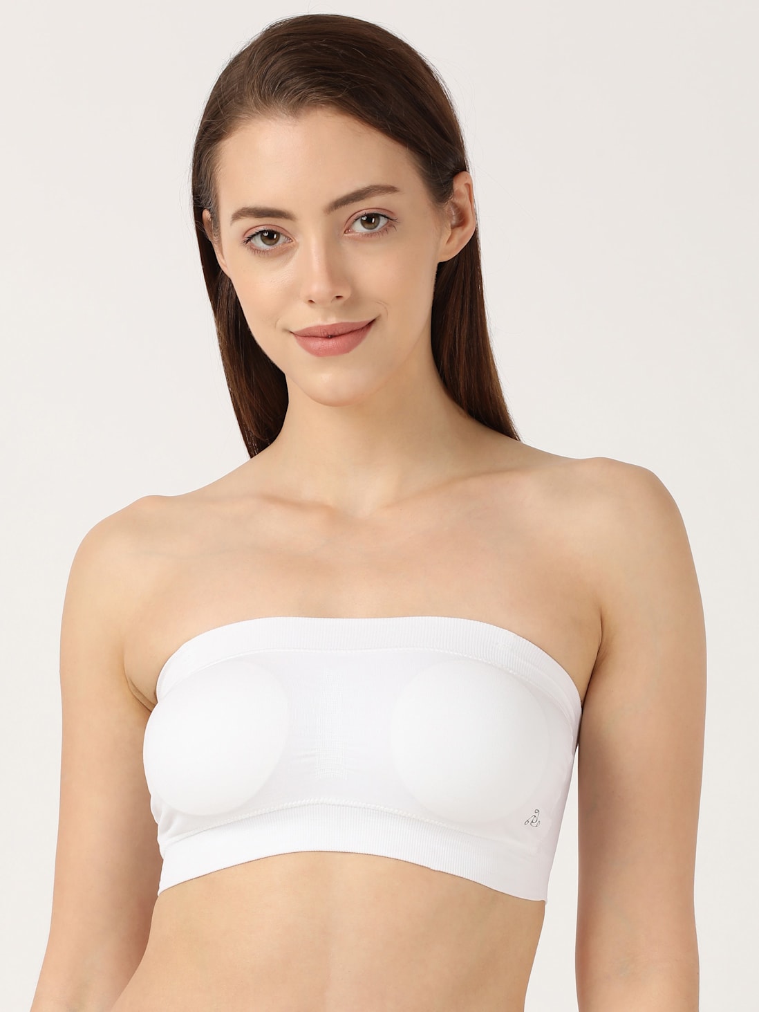 Buy Women's Wirefree Padded Micro Touch Nylon Elastane Stretch Full  Coverage Bandeau Bra with Removeable Pads and Detachable Transparent Straps  - White 1545