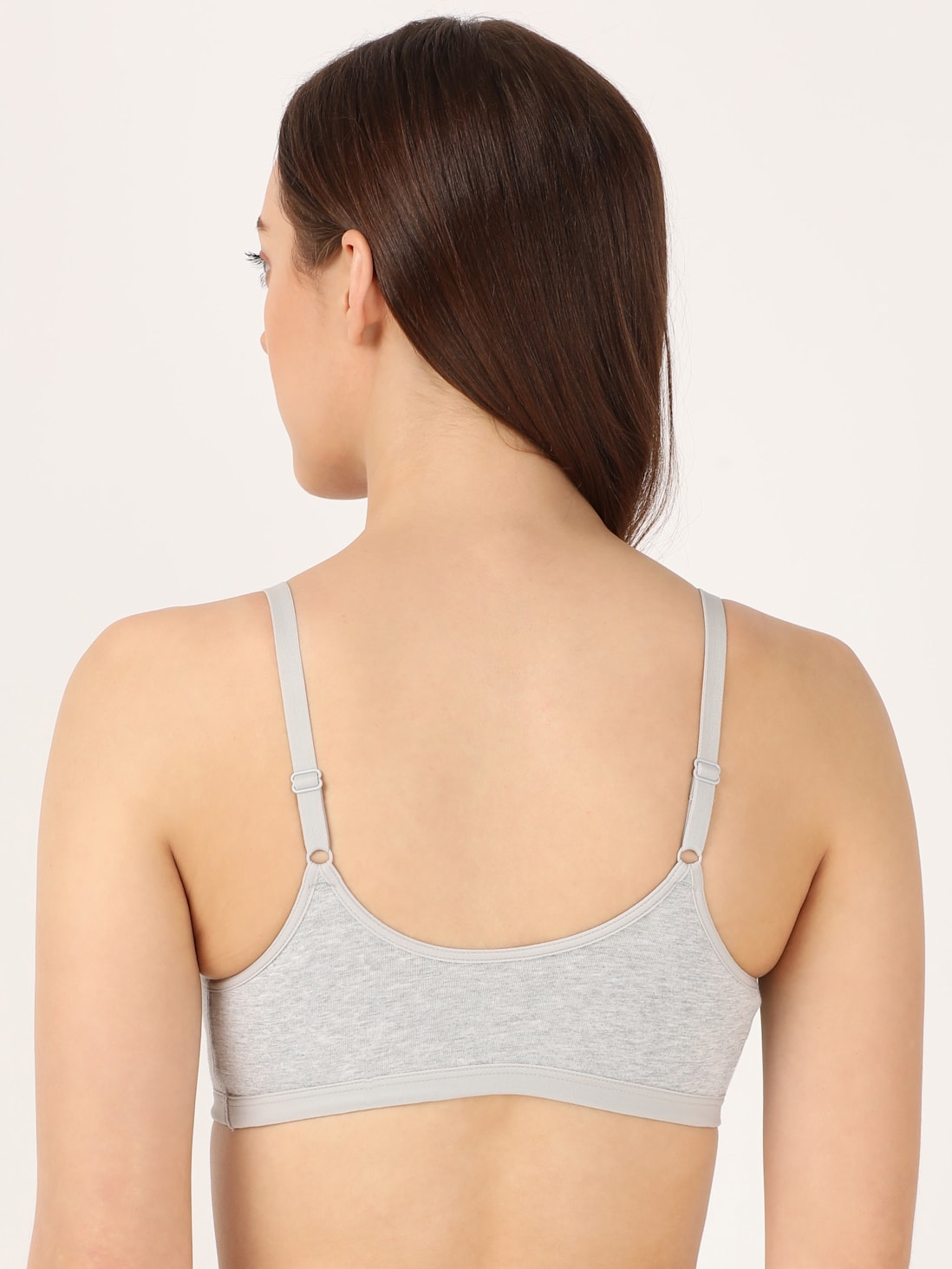 Women's Wirefree Padded Super Combed Cotton Elastane Stretch Full Coverage  Slip-On Beginners Bra - Steel Grey Melange