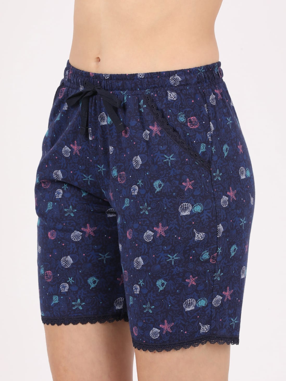 Buy Women's Micro Modal Cotton Relaxed Fit Printed Shorts with Lace ...