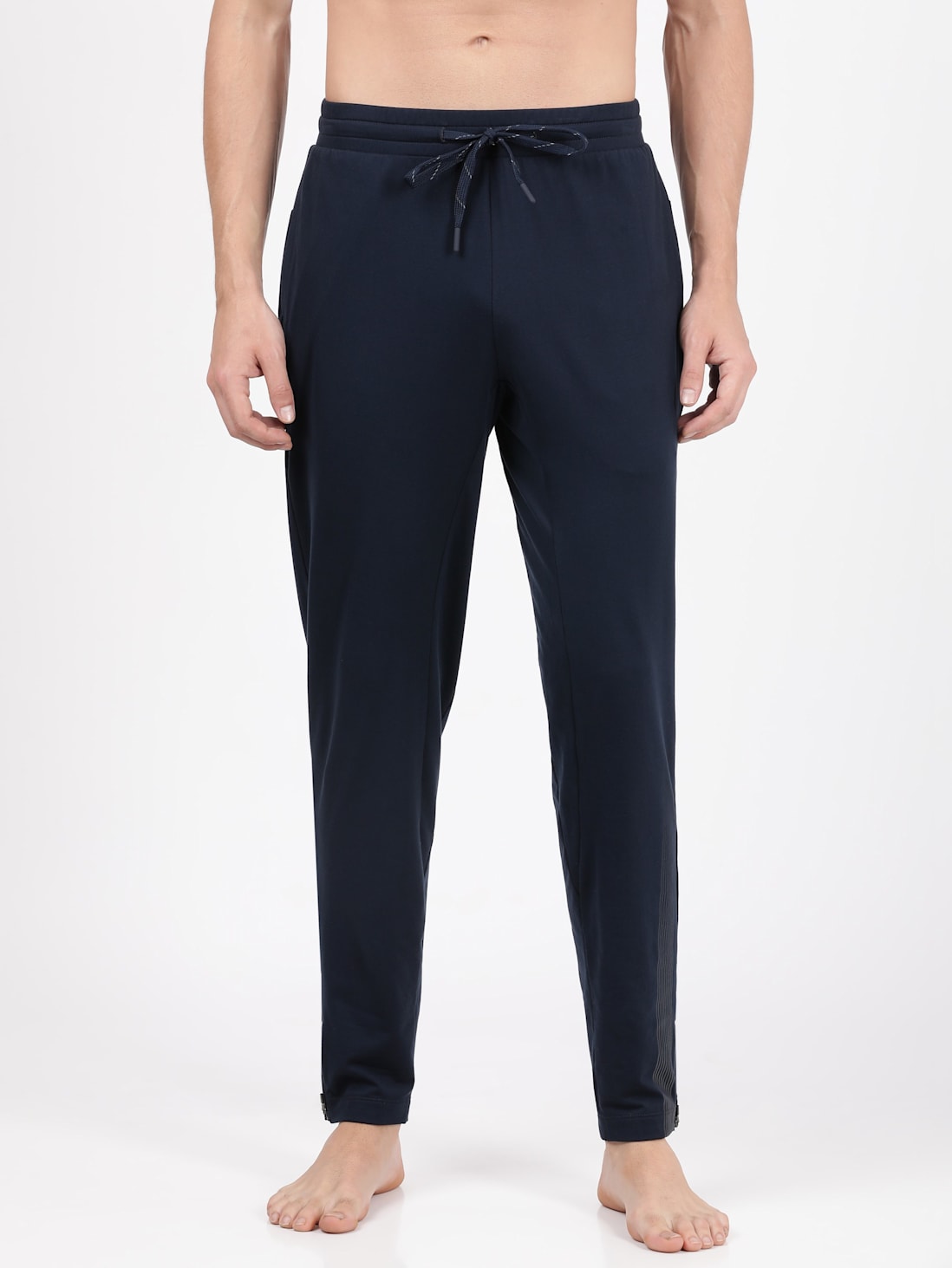Piping-detail track pants - Dark blue/Block-coloured - Ladies | H&M IN