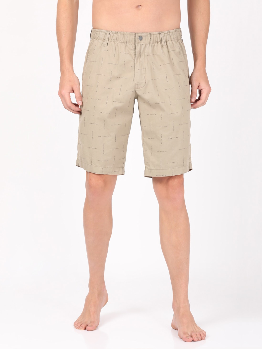 Buy STOP Khaki Mens INHANCE Slim Fit Solid Shorts  Shoppers Stop