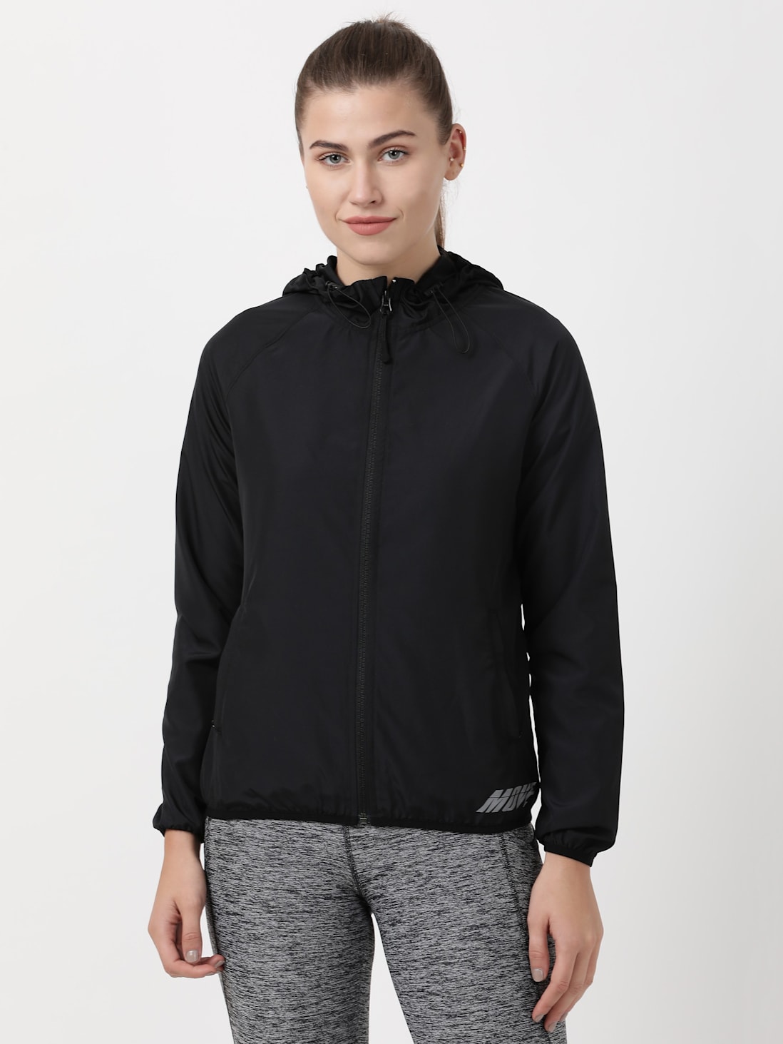 jockey womens Black full zip athletic jacket Size Medium Thumb holes | eBay