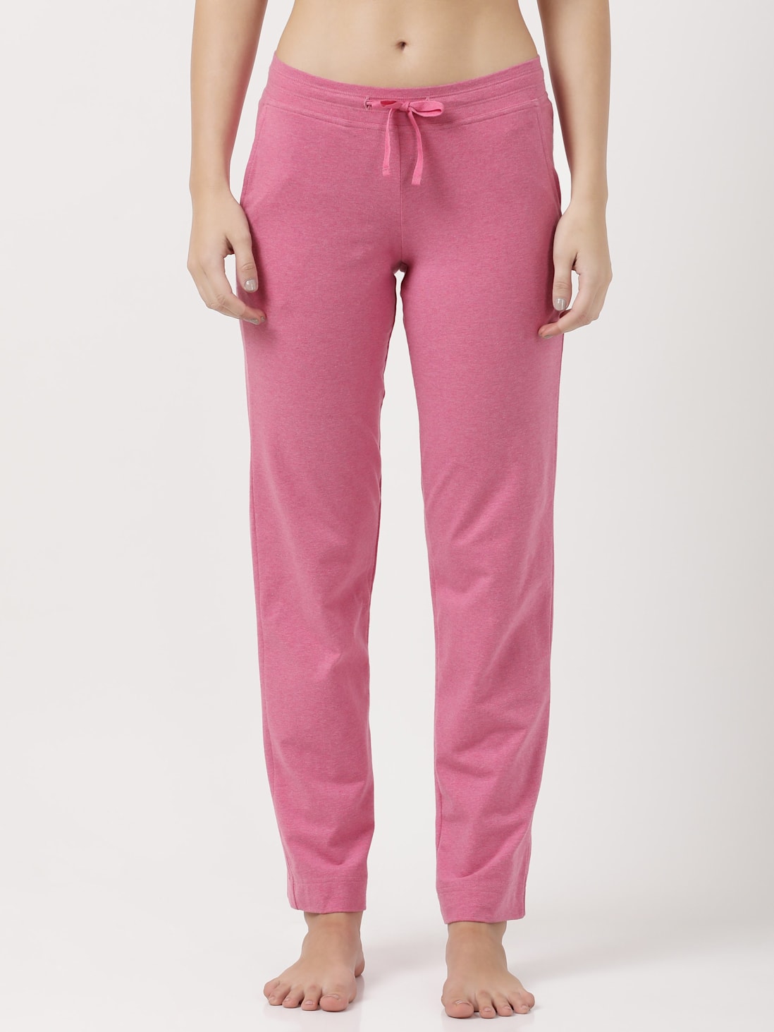 Buy Womens Super Combed Cotton Elastane Stretch Relaxed Fit Trackpants  With Side Pockets  Ibis Rose Melange 1302  Jockey India