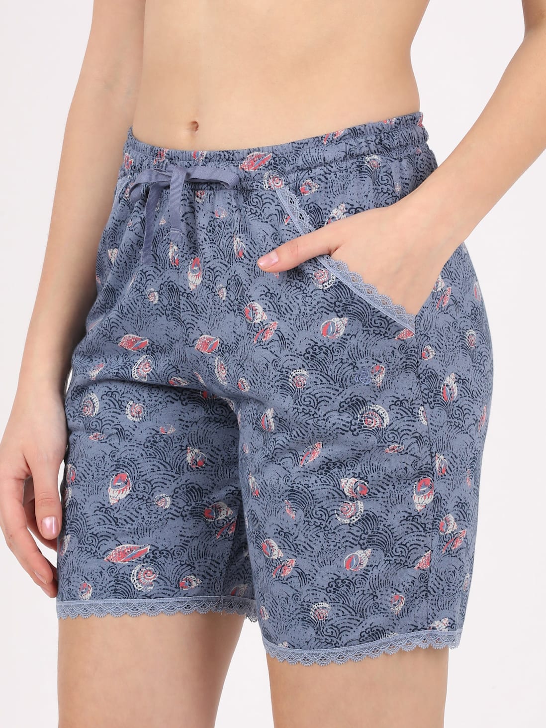 Buy Women's Micro Modal Cotton Relaxed Fit Printed Shorts with Lace ...