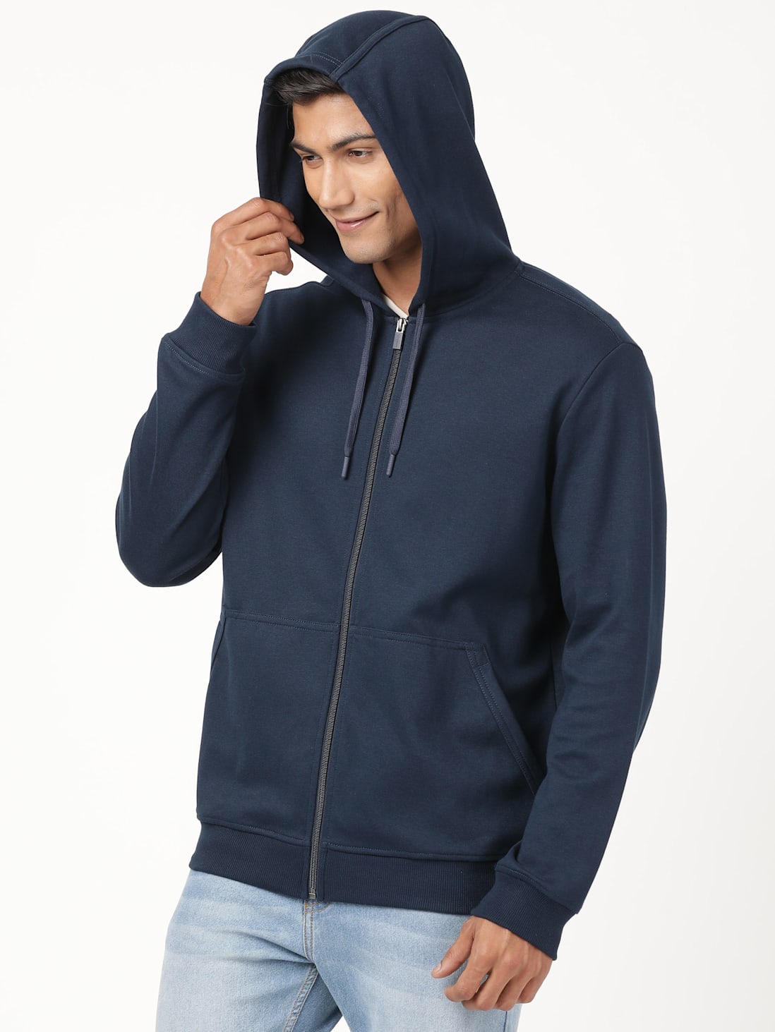 Buy Men's Super Combed Cotton Rich Pique Fabric Ribbed Cuff Hoodie ...