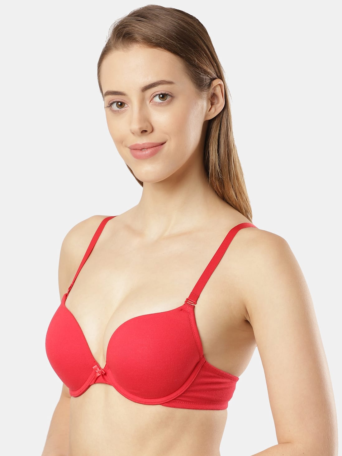 Buy Women's Wired Padded Super Combed Cotton Elastane Strech Medium  Coverage Plunge Neck Pushup Bra with Multiway Styling - Sangria Red FE53
