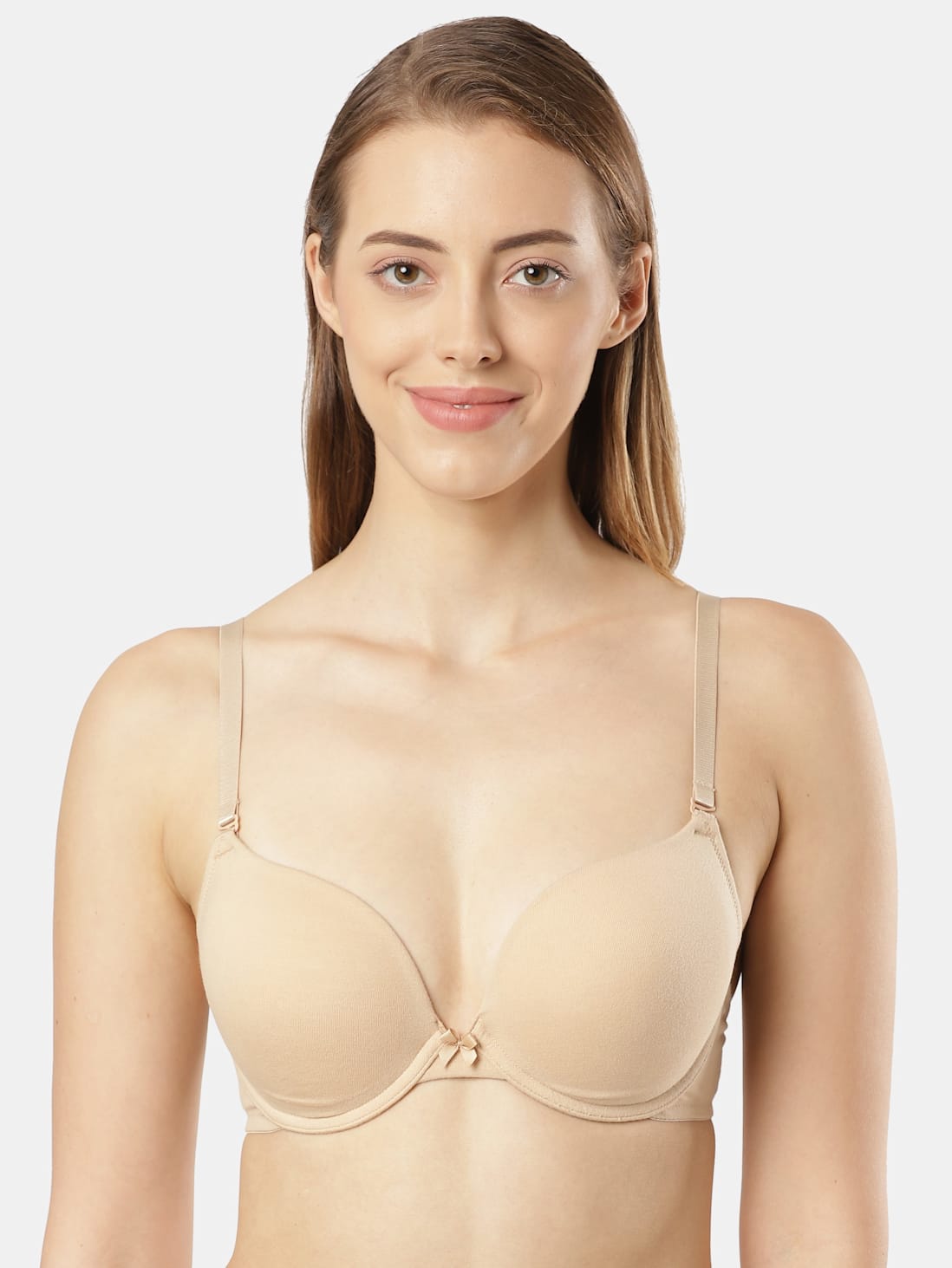 Buy Women's Wired Padded Super Combed Cotton Elastane Strech Medium  Coverage Plunge Neck Pushup Bra with Multiway Styling - Light Skin FE53