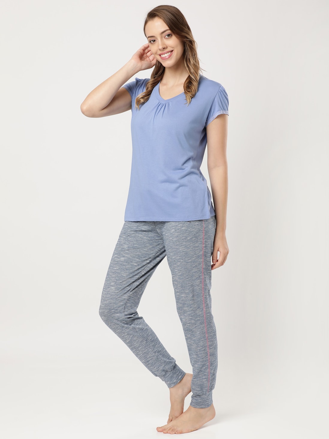 Buy Women's Super Combed Cotton Elastane Stretch Relaxed Fit Pyjama ...