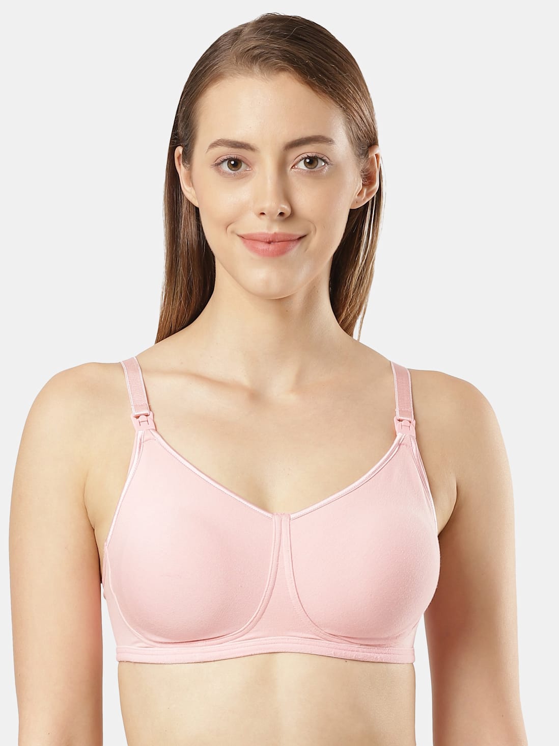 Buy Women's Wirefree Non Padded Super Combed Cotton Elastane Stretch Full  Coverage Nursing Bra with Front Opening and Adjustable Straps - Candy Pink  ES08