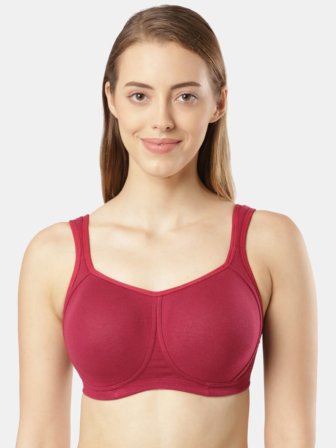 Buy Women's Wirefree Padded Super Combed Cotton Elastane Stretch Full  Coverage Plus Size Bra with Broad Wings - Beet Red FE78