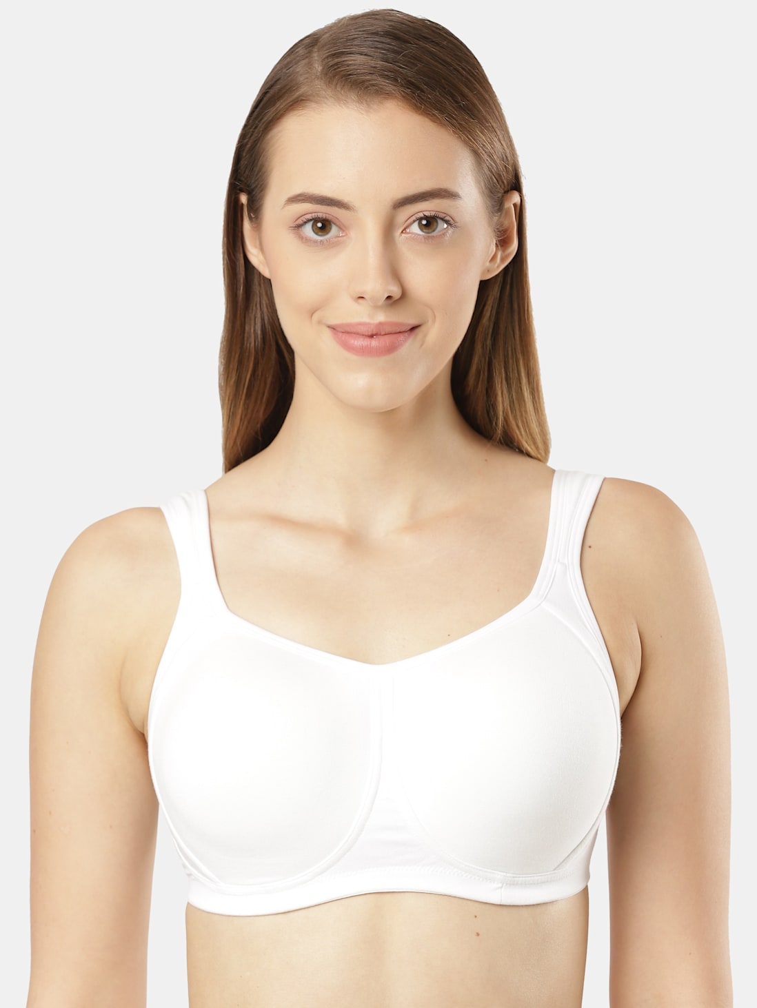 Women's Wirefree Padded Super Combed Cotton Elastane Stretch Full Coverage  Plus Size Bra with Broad Wings - White