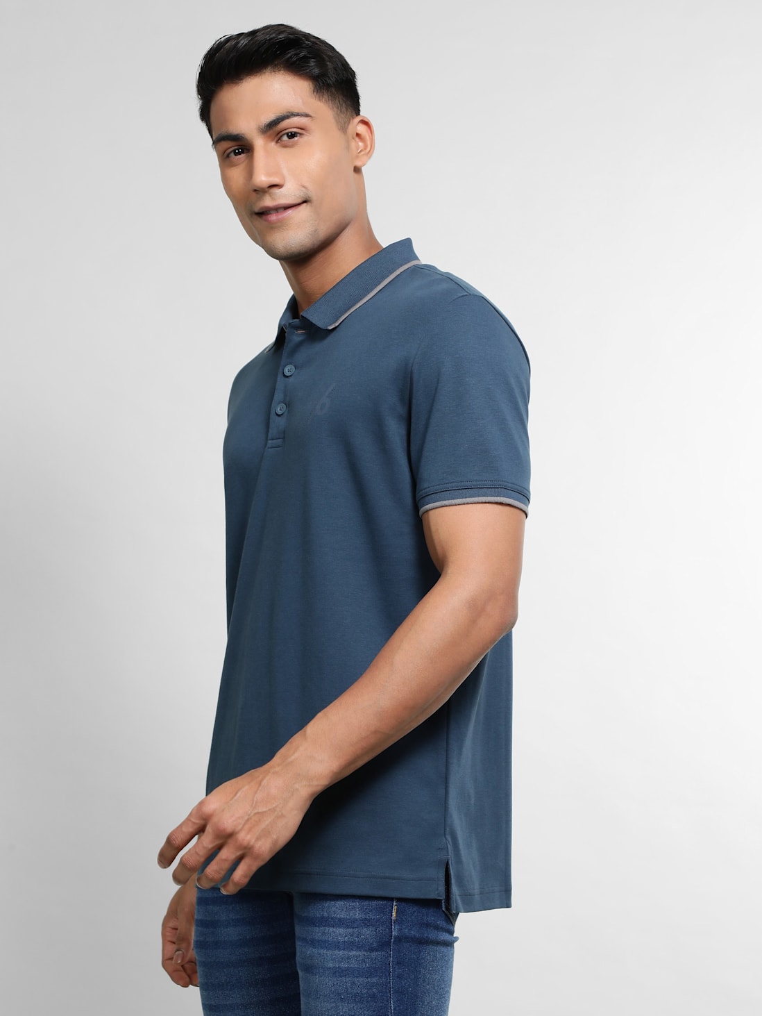 Buy Men's Super Combed Cotton Rich Solid Half Sleeve Polo T-Shirt - Mid ...
