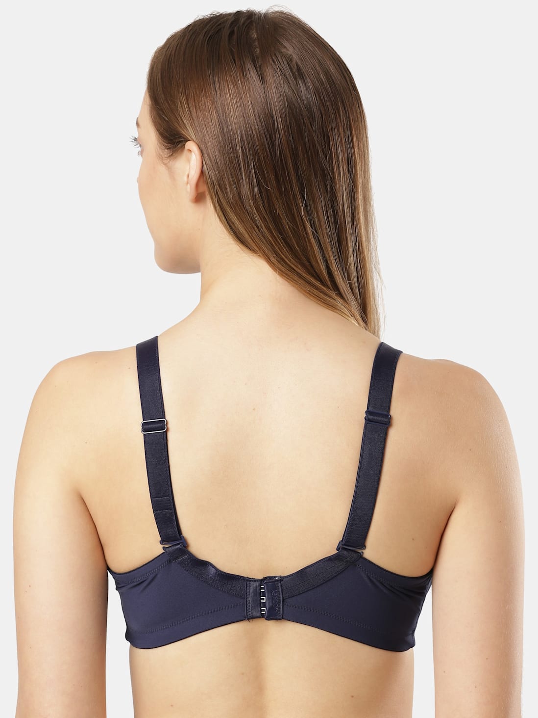Wirefree Padded Soft Touch Microfiber Elastane Full Coverage Plus Size Bra  with Magic Under Cup - Classic Navy