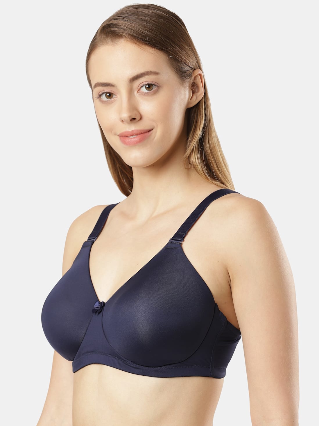 Buy Wirefree Padded Soft Touch Microfiber Elastane Full Coverage Plus Size  Bra with Magic Under Cup - Classic Navy 1829