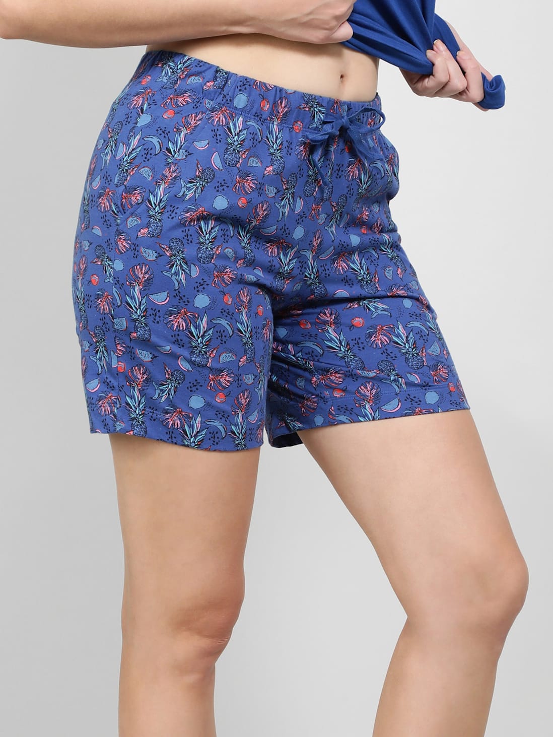Buy Women's Super Combed Cotton Relaxed Fit Printed Shorts with ...