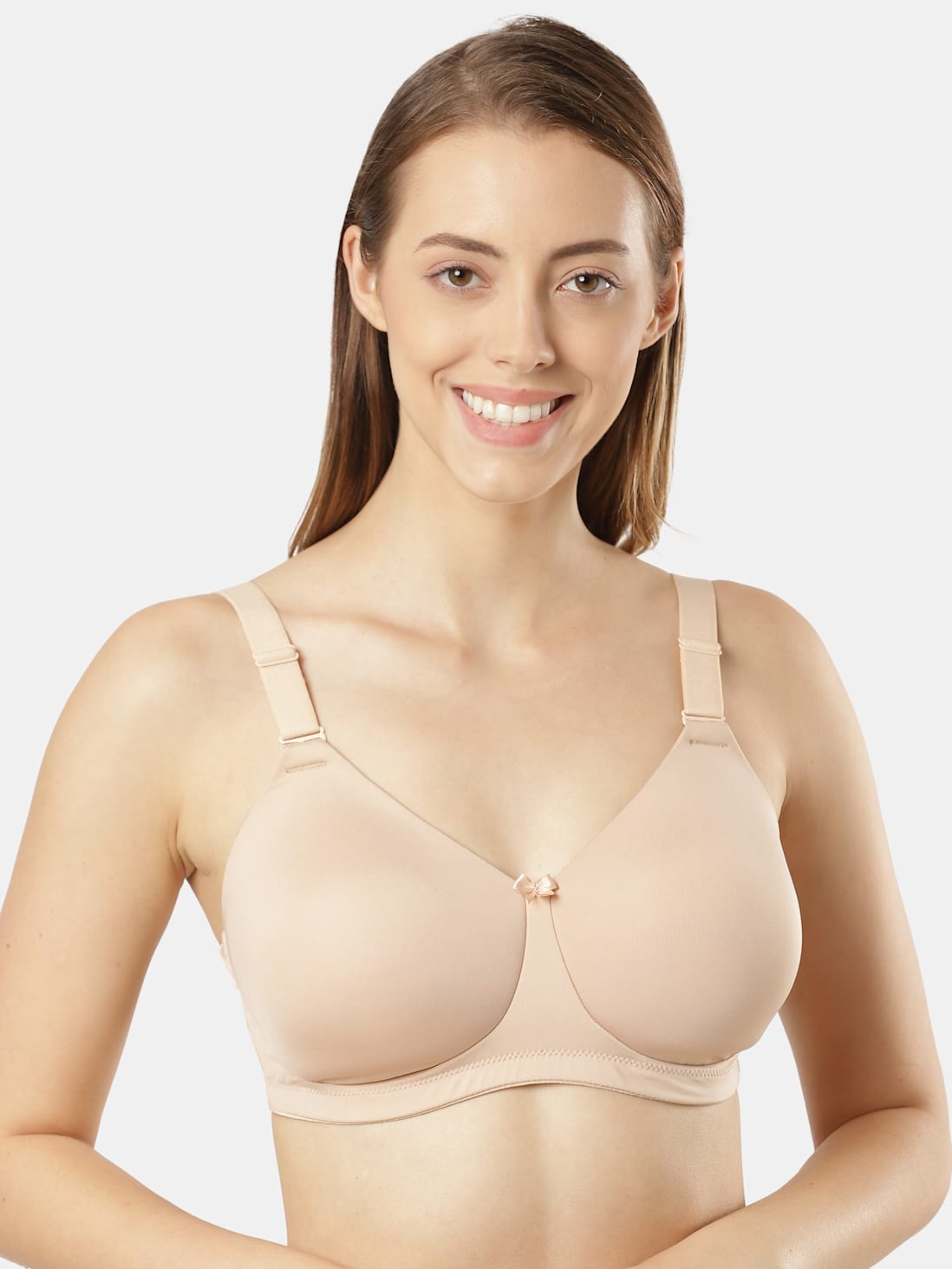 Wirefree Padded Soft Touch Microfiber Elastane Full Coverage Plus Size Bra  with Magic Under Cup - Light Skin