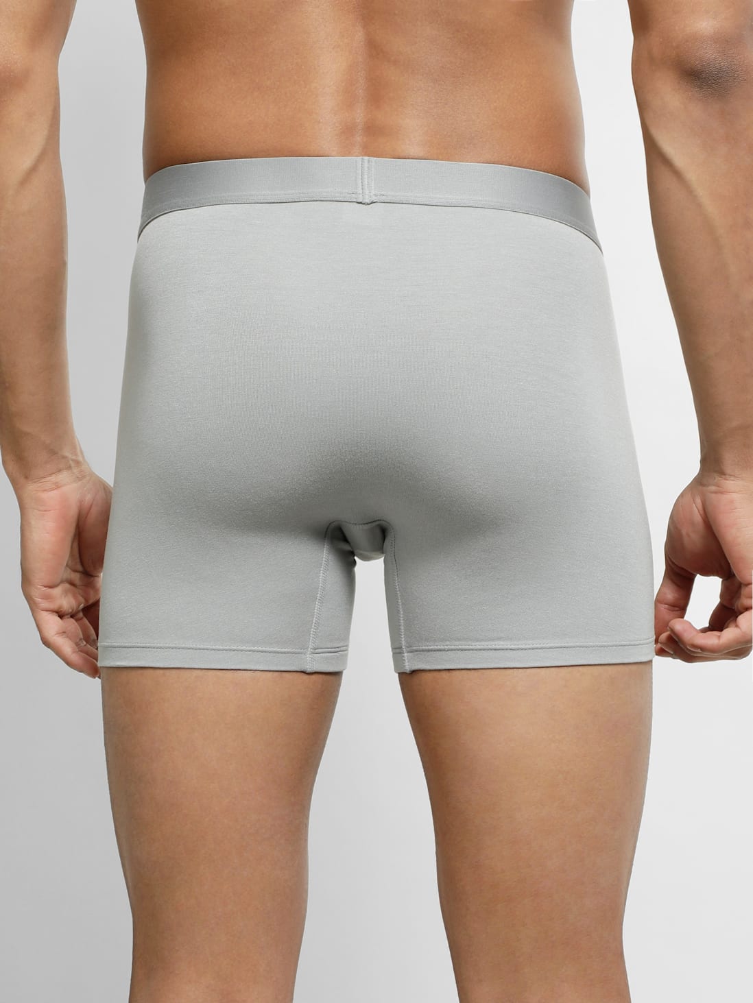 Buy Men's Tencel Micromodal Cotton Elastane Stretch Solid Boxer Brief with  Internal mesh pouch - Bright Light Grey IC52