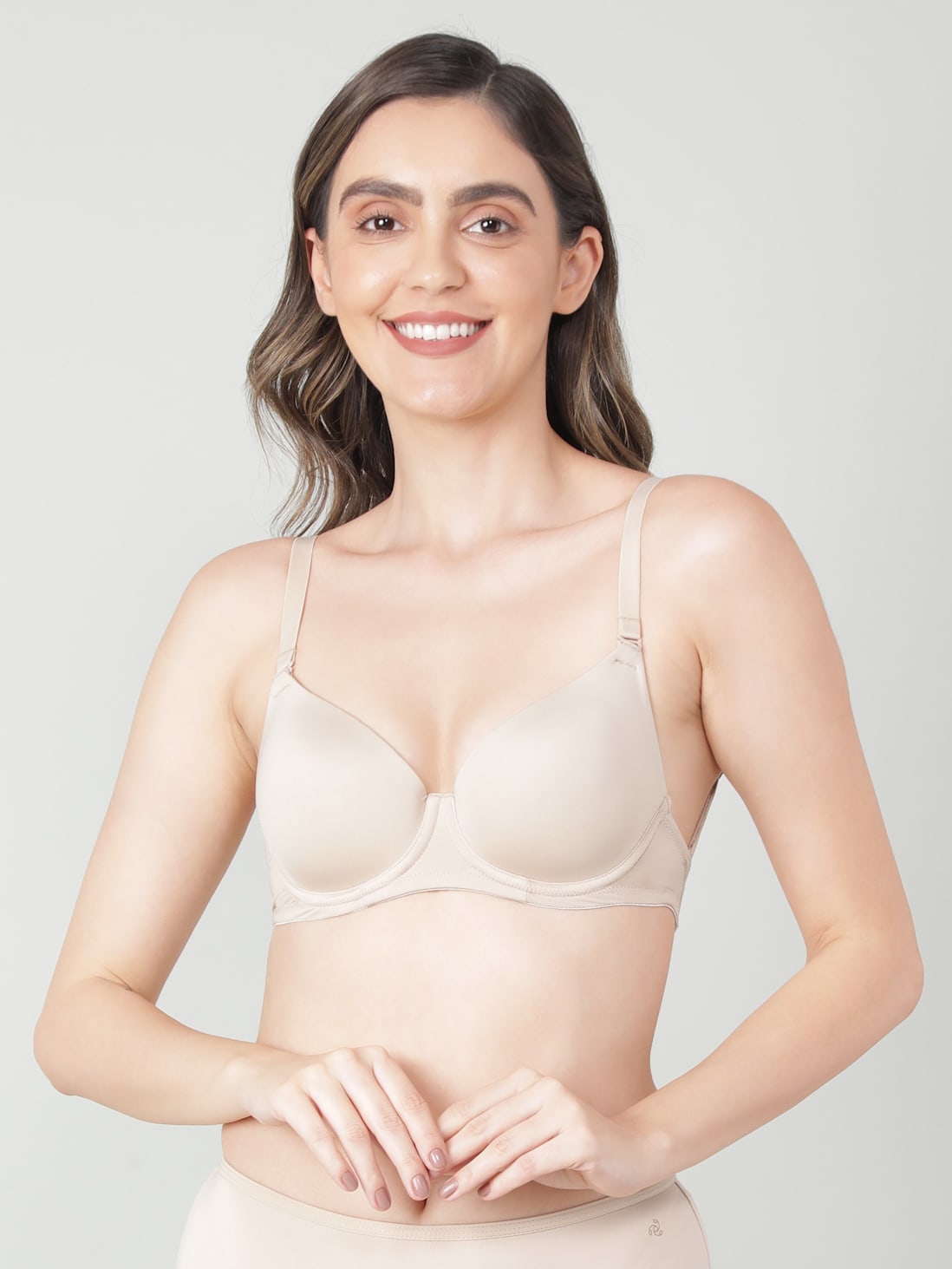 Women's Wired Padded Soft Touch Microfiber Elastane Stretch Medium Coverage  Multiway Backless Bra - Light Skin