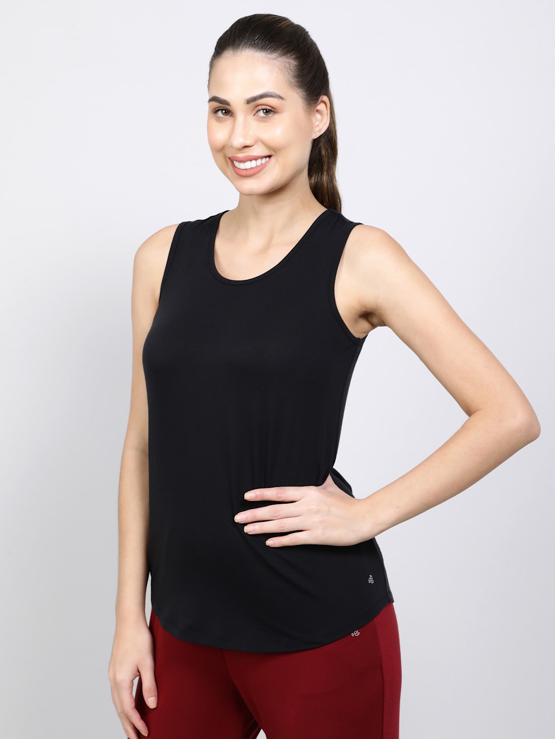 Buy Women's Tencel Lyocell Elastane Stretch Relaxed Fit Tank Top With ...