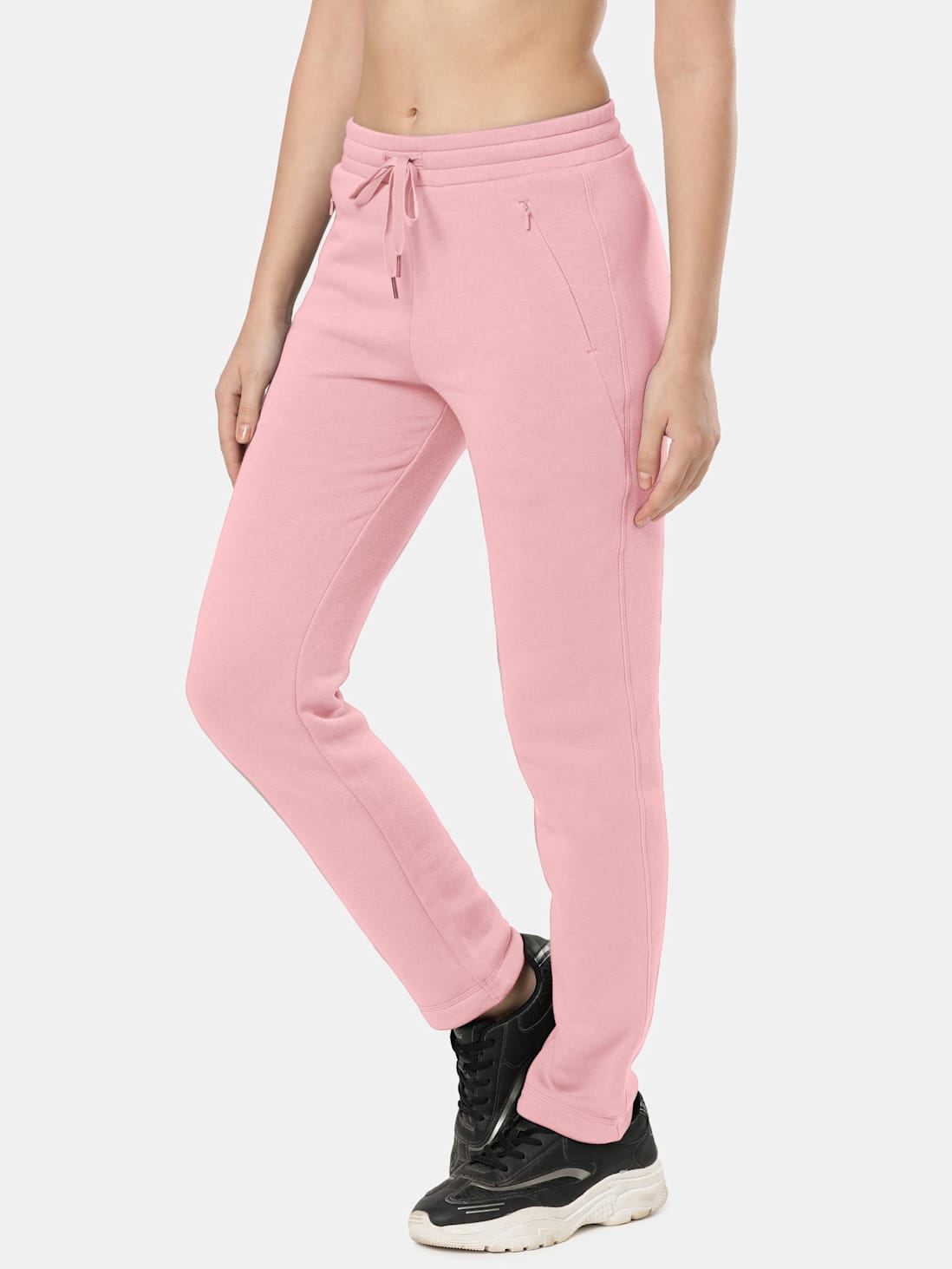 Women's Super Combed Cotton Rich Fleece Fabric Relaxed Fit Trackpants With  Zipper Pockets - Lilas