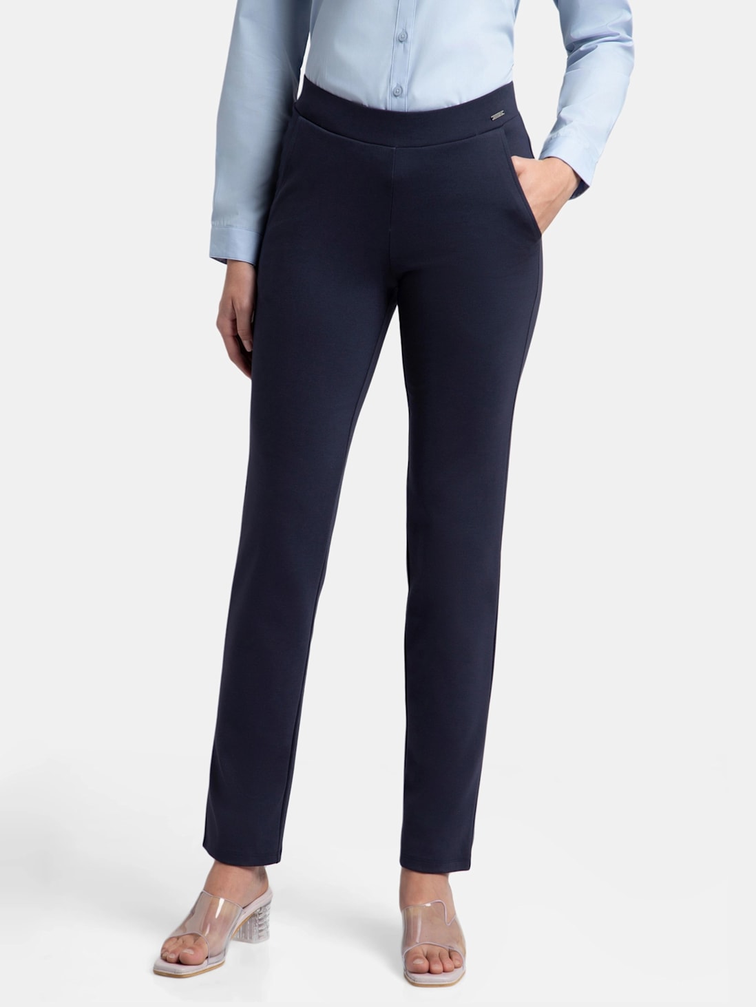Buy Women's Rayon Nylon Elastane All Day Straight Pants With Durable  Waistband - Navy Blazer IW45