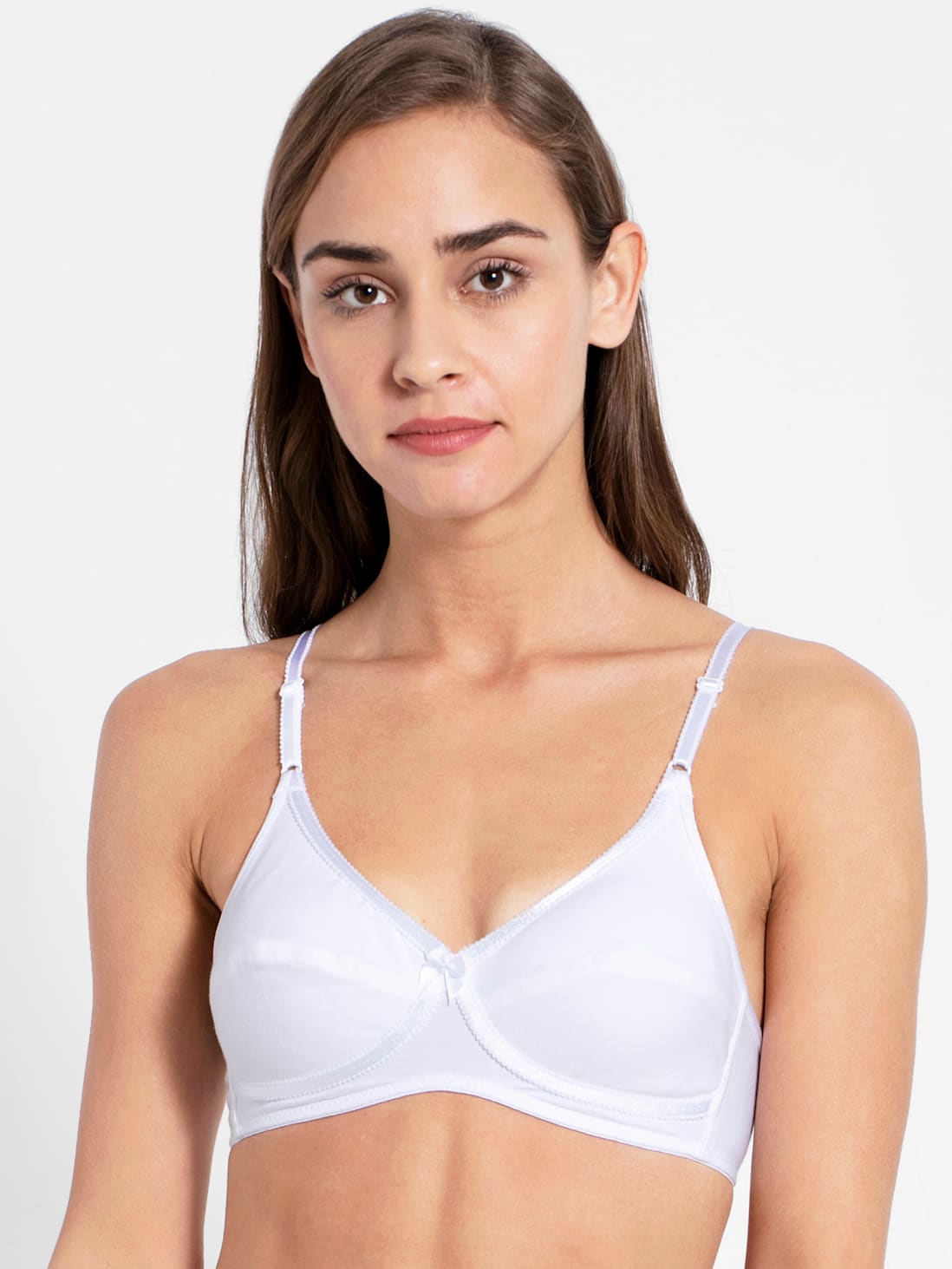 Buy Women's Wirefree Non Padded Super Combed Cotton Elastane Stretch Medium  Coverage Cross Over Everyday Bra with Adjustable Straps - White 1242