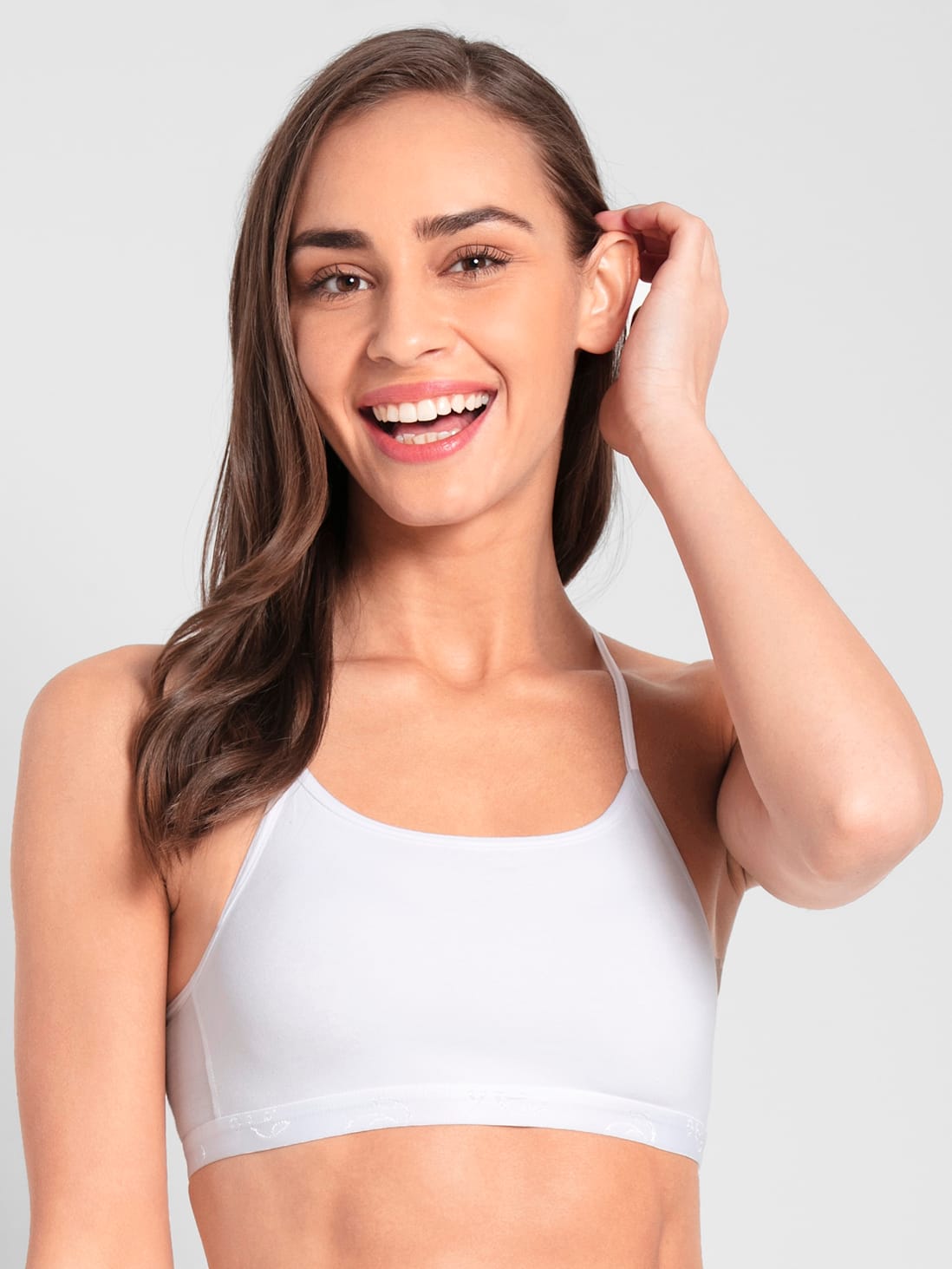 Women's Super Combed Cotton Elastane Stretch Multiway Styled Crop Top With  Adjustable Straps and Stay Fresh Treatment - White