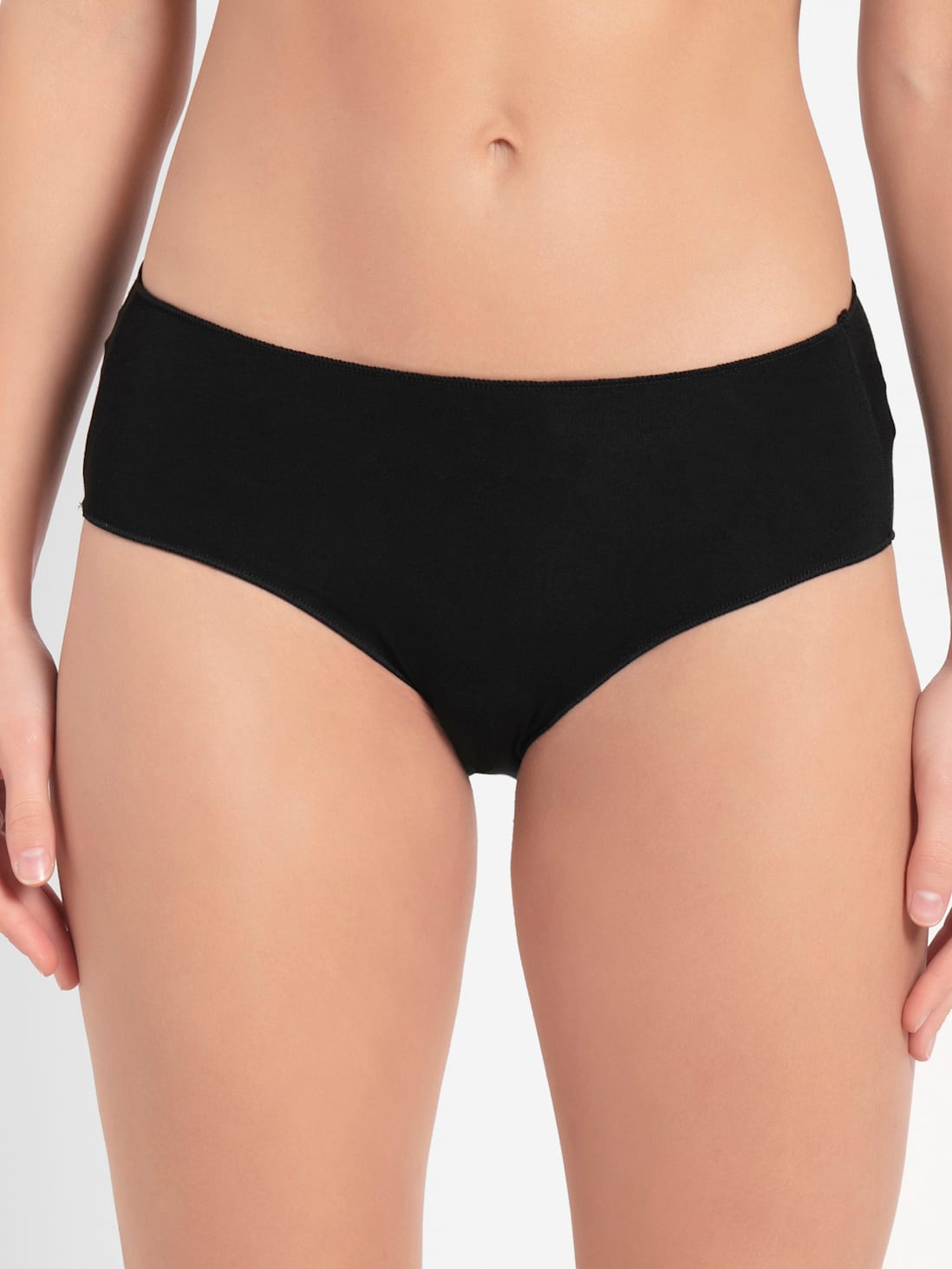 Buy Women's High Coverage Micro Modal Elastane Stretch Mid Waist Hipster  With Ultrasoft Concealed Waistband - Black 1802