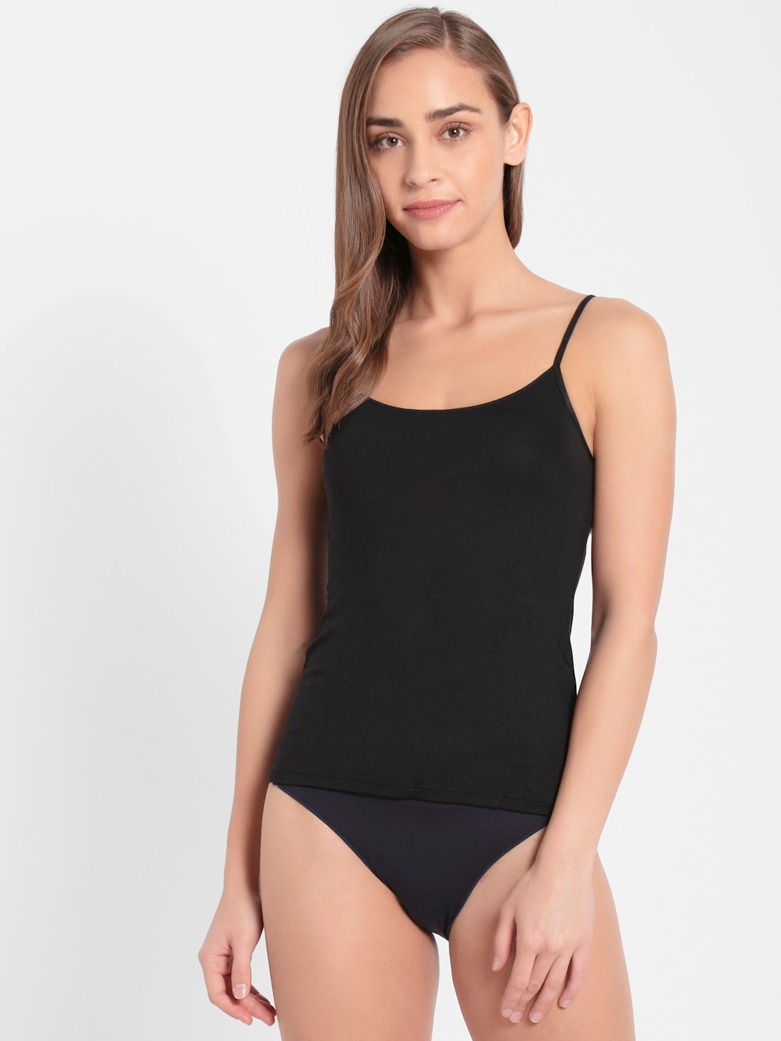 Women's Micro Modal Elastane Stretch Camisole with Adjustable Straps and  StayFresh Treatment - Black