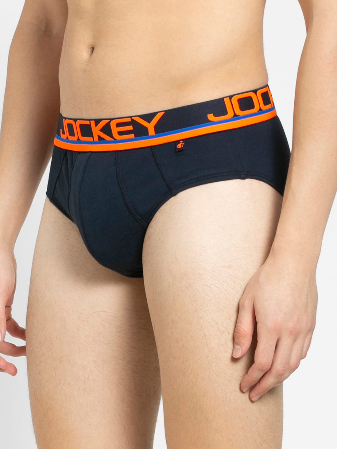 Buy Men's Super Combed Cotton Solid Brief with Ultrasoft Waistband - Navy &  Neon Orange FP01