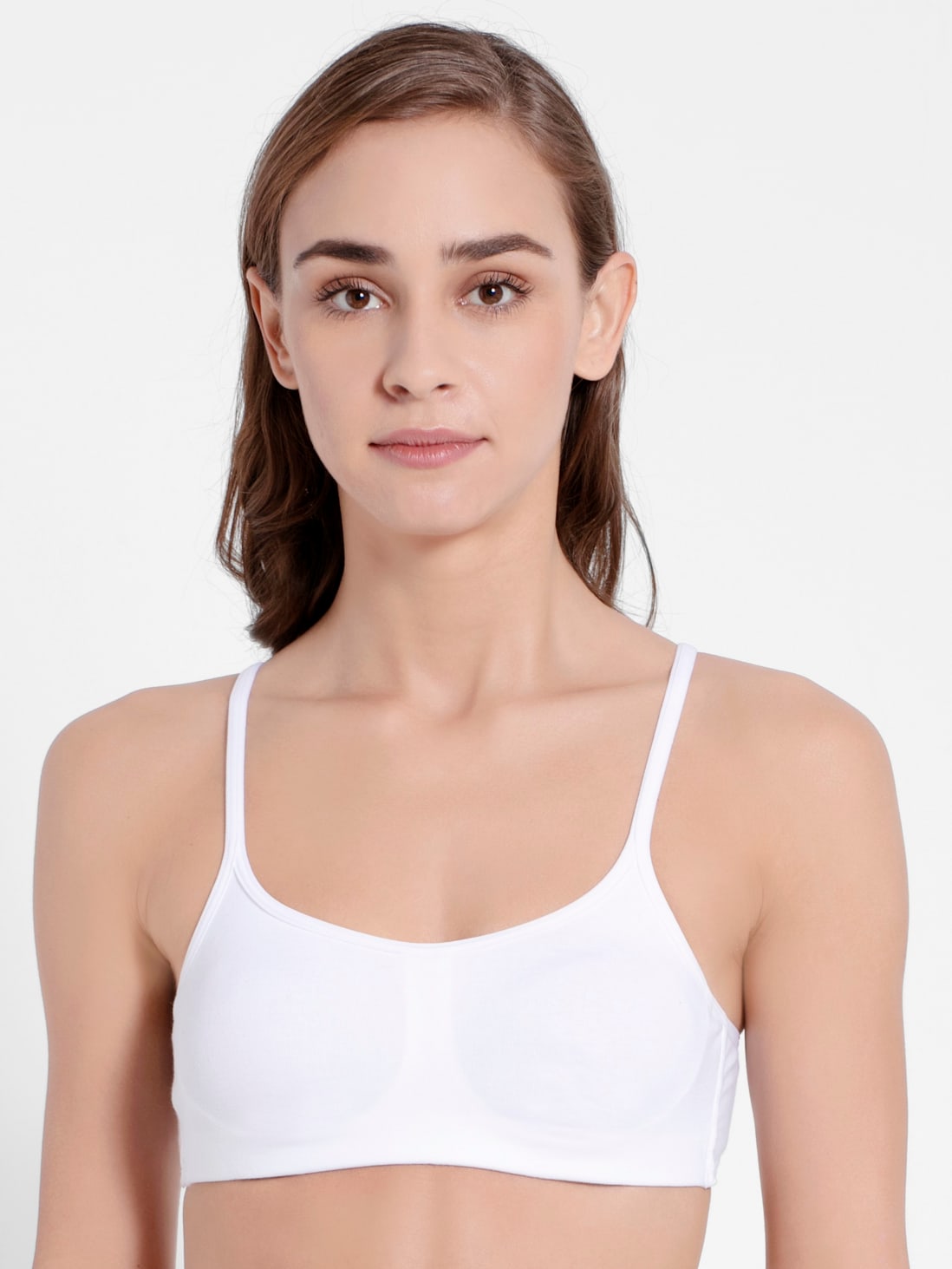 Buy Women's Wirefree Non Padded Super Combed Cotton Elastane Stretch Full  Coverage Beginners Bra with Adjustable Straps - White SS12