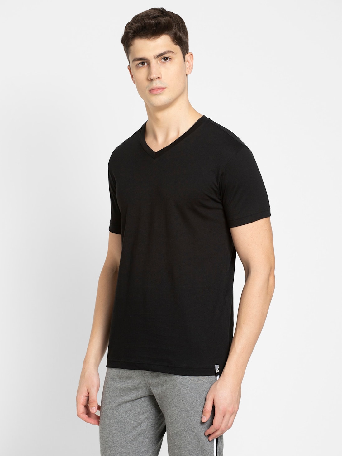 Buy Mens Super Combed Cotton Rich Solid V Neck Half Sleeve T Shirt Black 2726 Jockey India