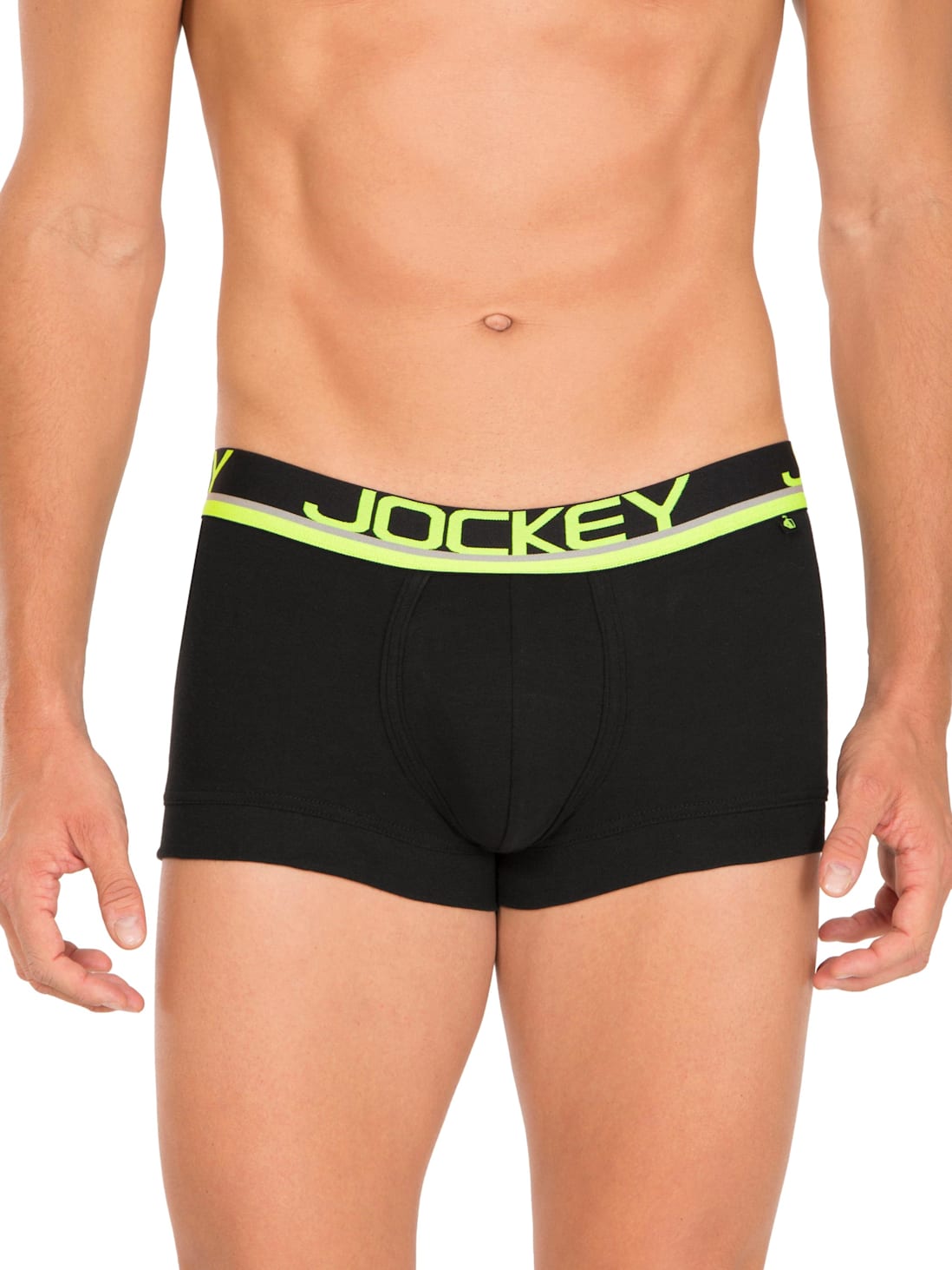 Buy Men's Super Combed Cotton Rib Solid Trunk with Ultrasoft Waistband -  Black & Neon Yellow FP03