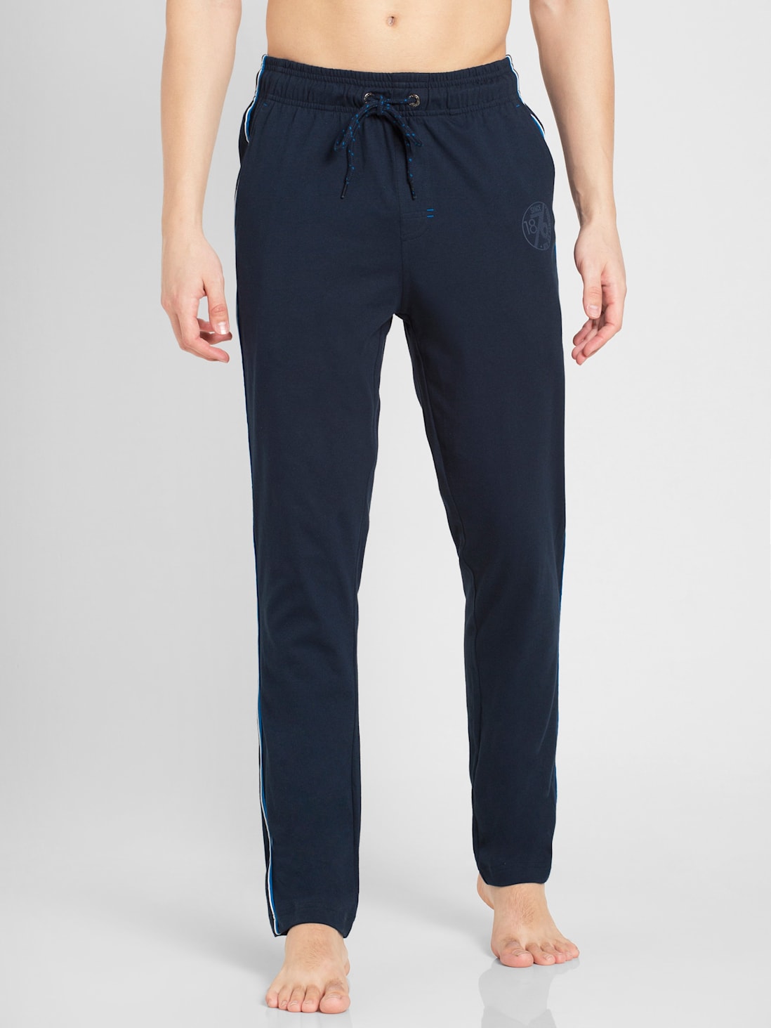 Buy Women's Super Combed Cotton Rich Relaxed Fit Trackpants With Contrast  Side Piping and Pockets - Navy Blazer 1305 | Jockey India