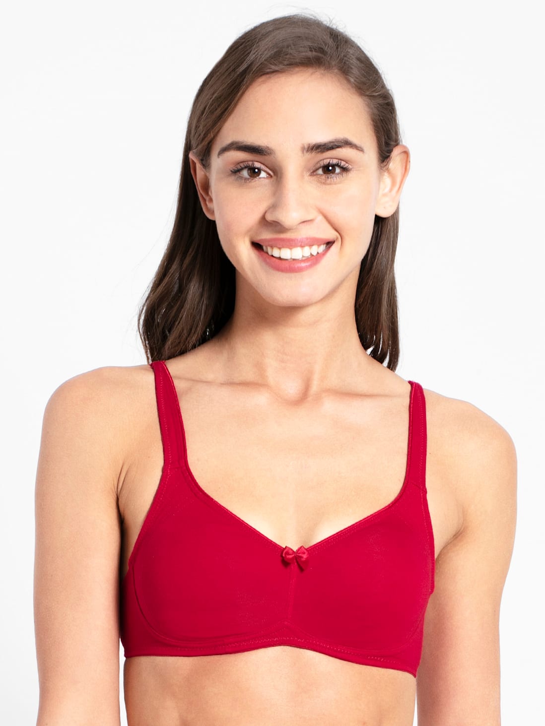 Buy Women's Wirefree Non Padded Super Combed Cotton Elastane Stretch Full  Coverage Everyday Bra with Contoured Shaper Panel and Adjustable Straps -  Red Love 1250