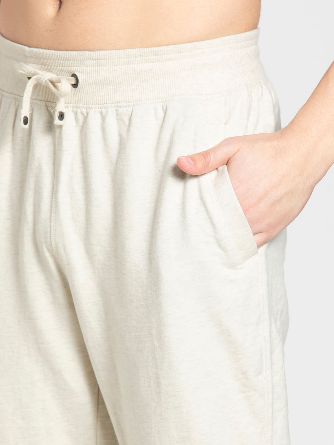 Buy Men's Super Combed Cotton Rich Slim Fit Joggers with Side Pockets -  Cream Melange US90