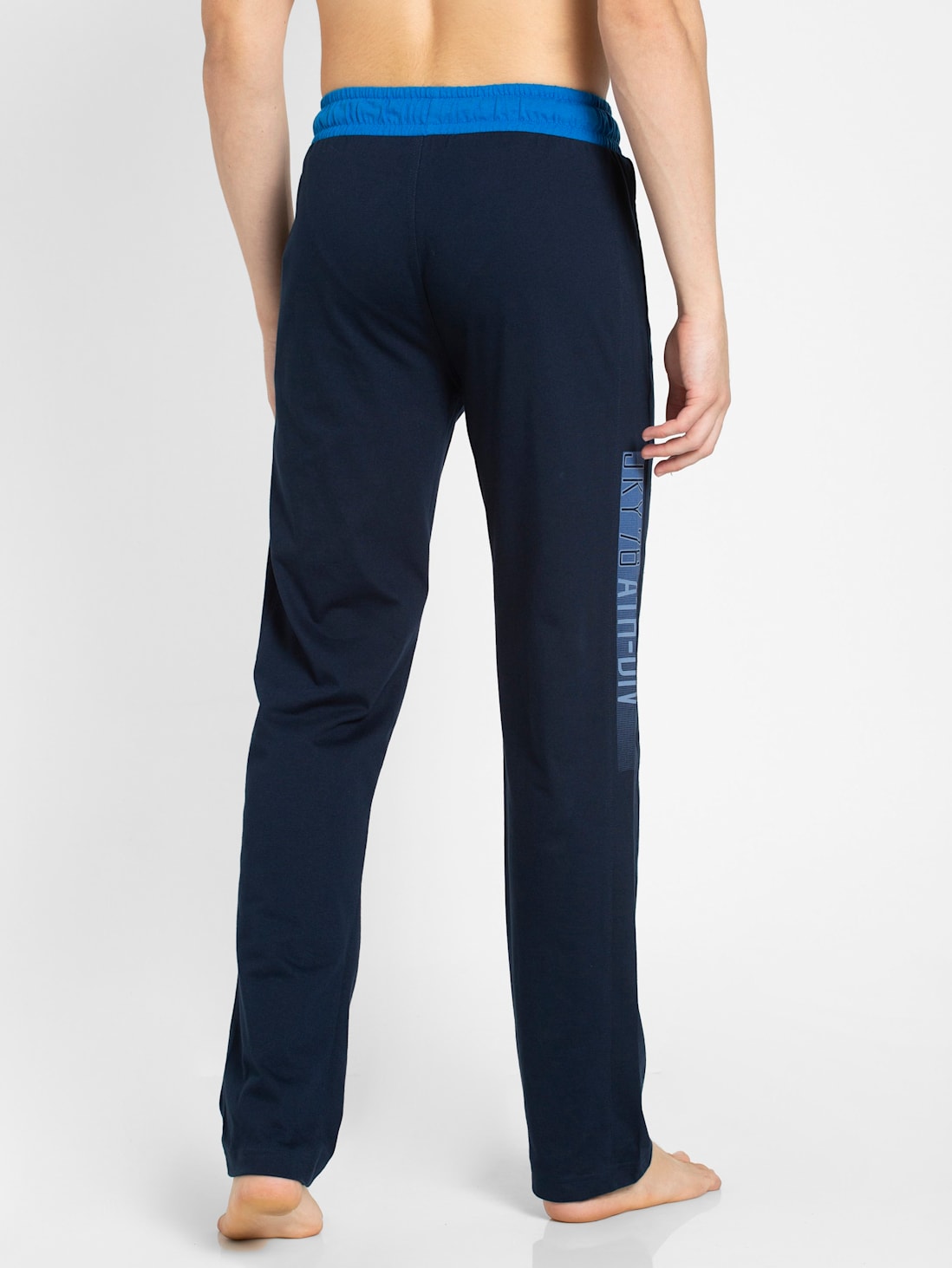 Buy Men's Super Combed Cotton Rich Slim Fit Trackpants with Side and Back  Pockets - Navy & Neon Blue 9510 | Jockey India