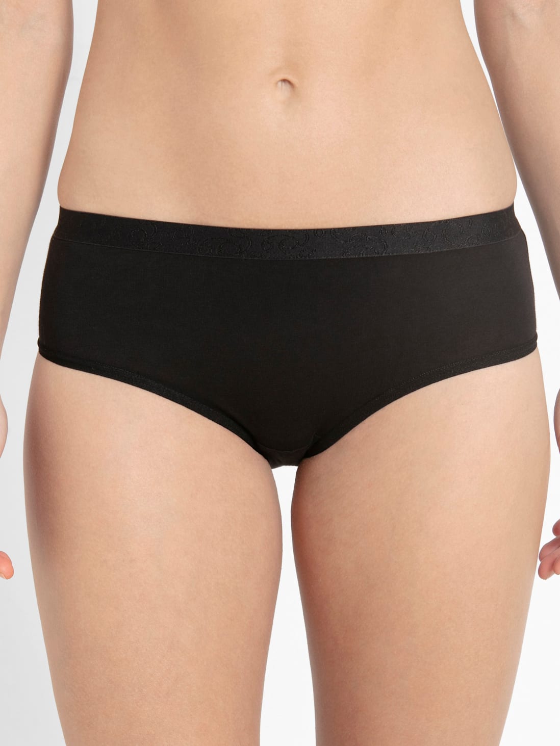 Buy Women's Super Combed Cotton Elastane Stretch Mid Waist Hipsters Panties  with Ultra soft Exposed Waistband - Black 3001