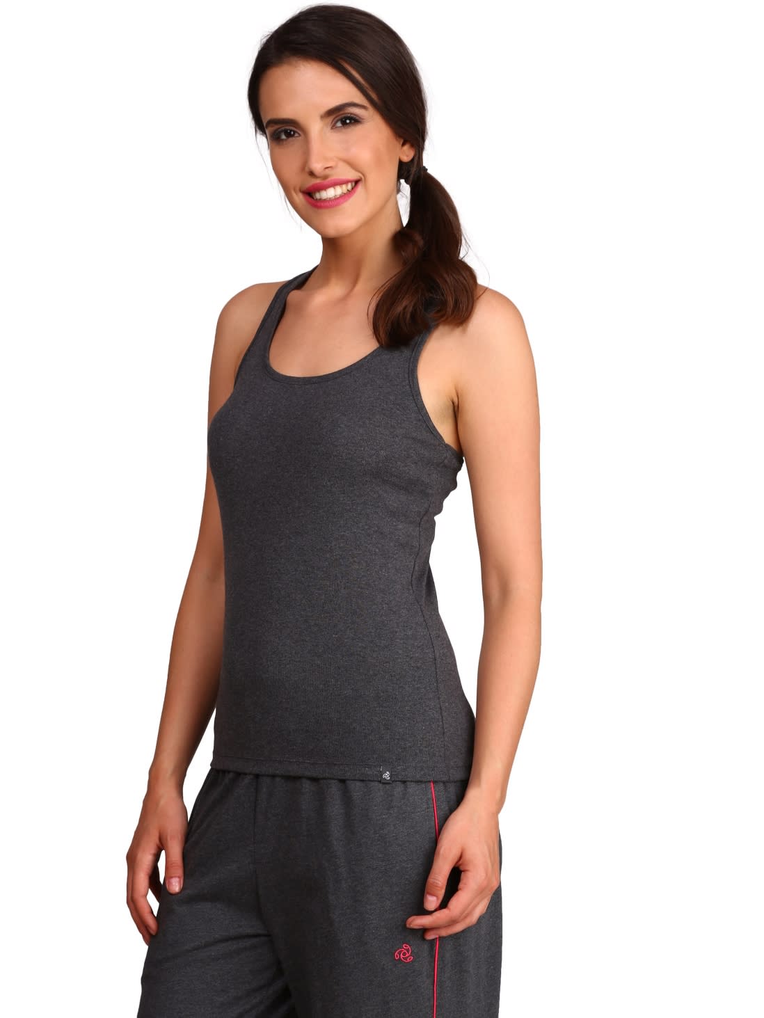 Buy Women's Super Combed Cotton Rib Fabric Slim Fit Solid Racerback Styled Tank  Top - Black 1467