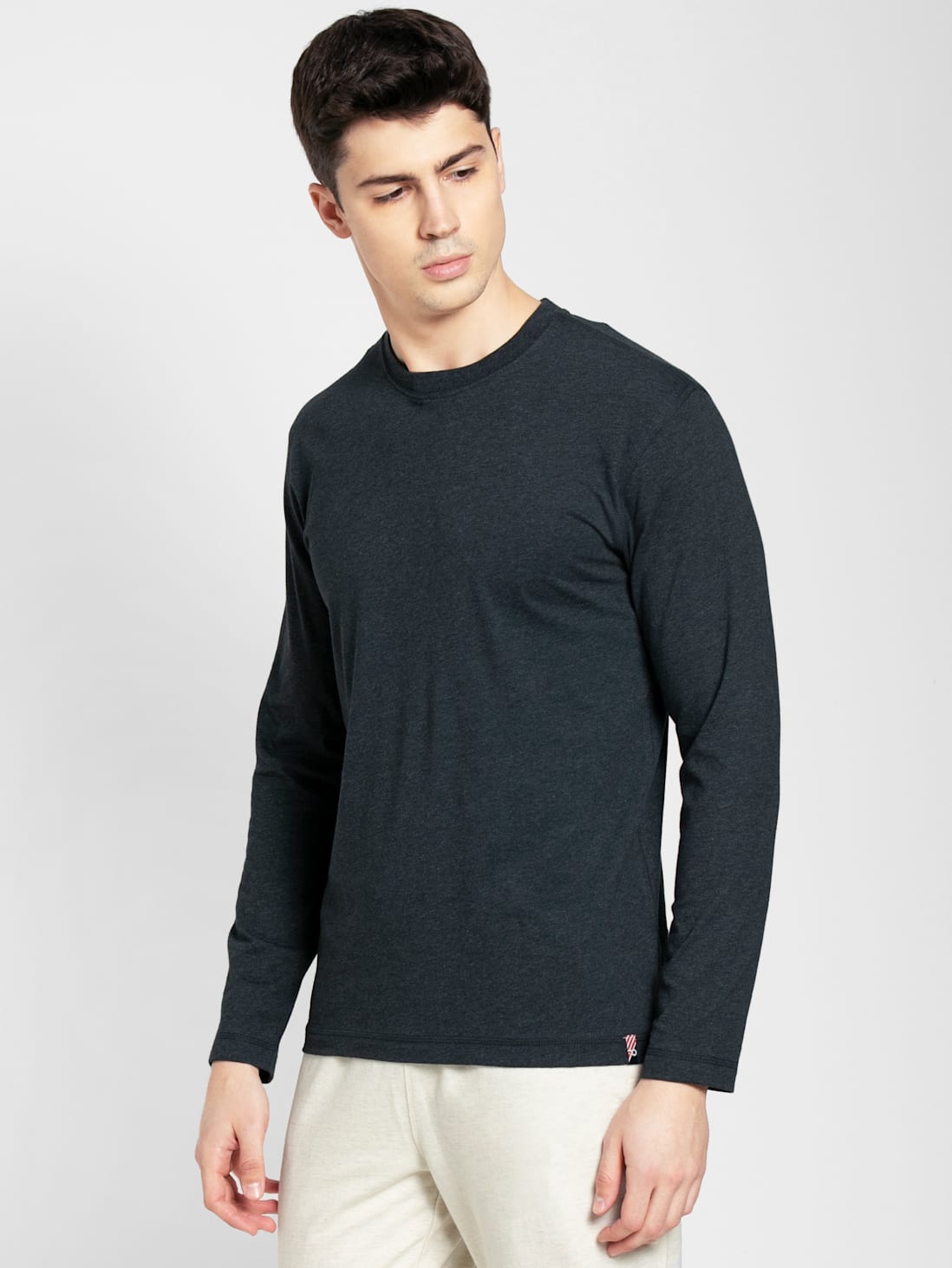 Buy Men's Super Combed Cotton Rich Solid Round Neck Full Sleeve T-Shirt ...