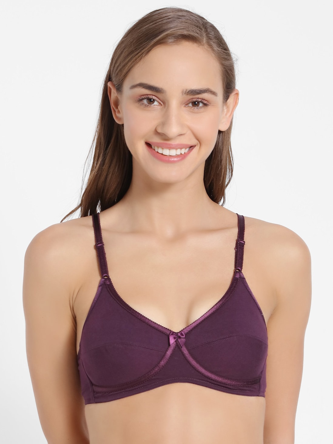 Buy Women's Wirefree Non Padded Super Combed Cotton Elastane Stretch Medium  Coverage Cross Over Everyday Bra with Adjustable Straps - Vintage Bordeaux  1242