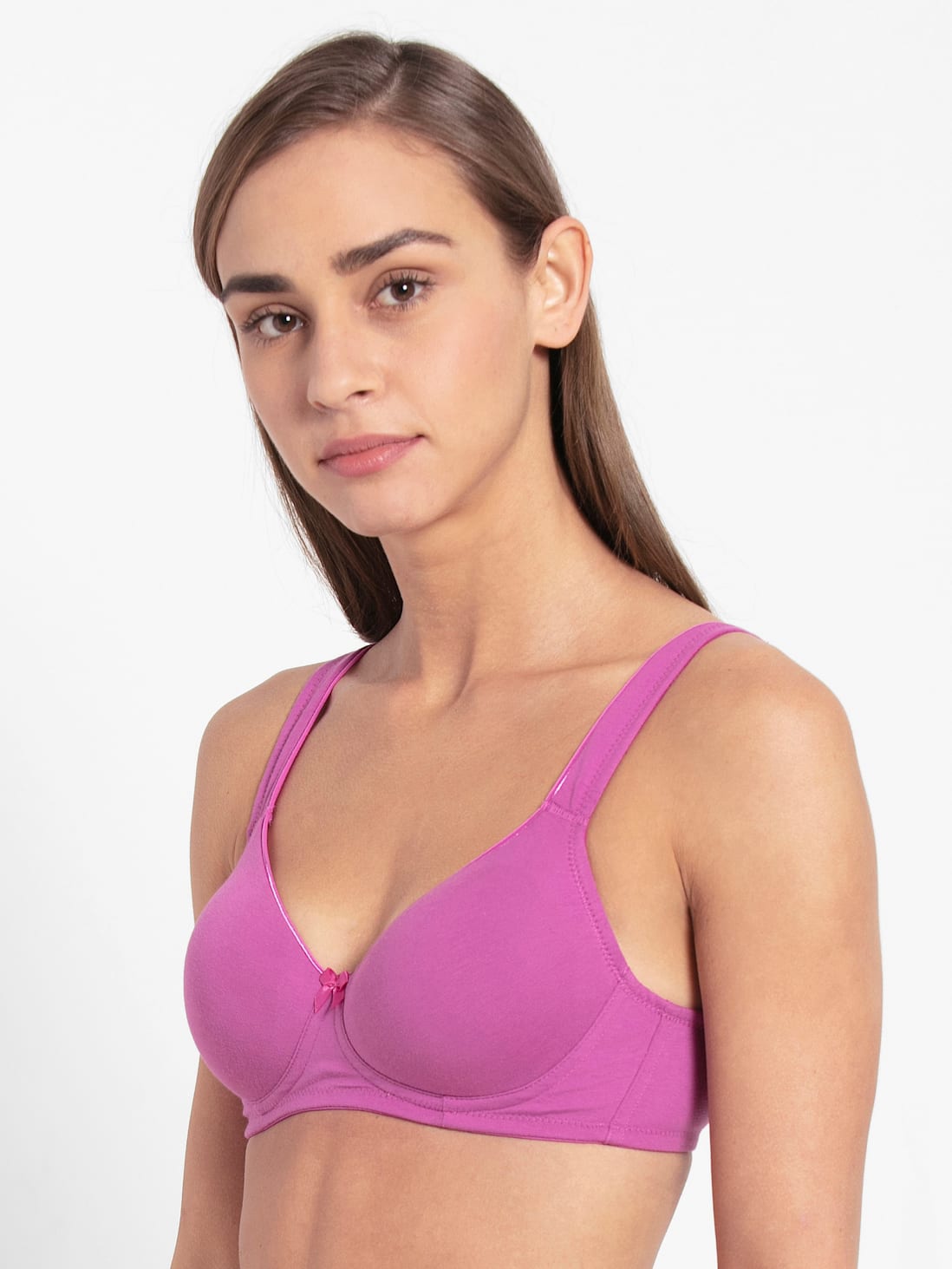 Buy Women's Wirefree Padded Super Combed Cotton Elastane Stretch Full  Coverage T-Shirt Bra with Broad Fabric Straps - Lavender Scent FE35
