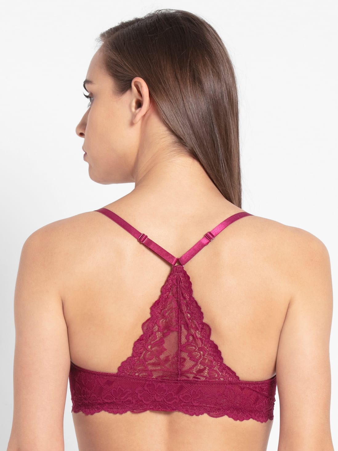 Buy Women's Under-Wired Padded Soft Touch Microfiber Nylon Elastane Stretch  Full Coverage Lace Back Styling T-Shirt Bra with Adjustable Straps - Pink  Wine 1815