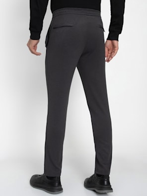 Mens Regular Fit solid design cotton cargo pant Black